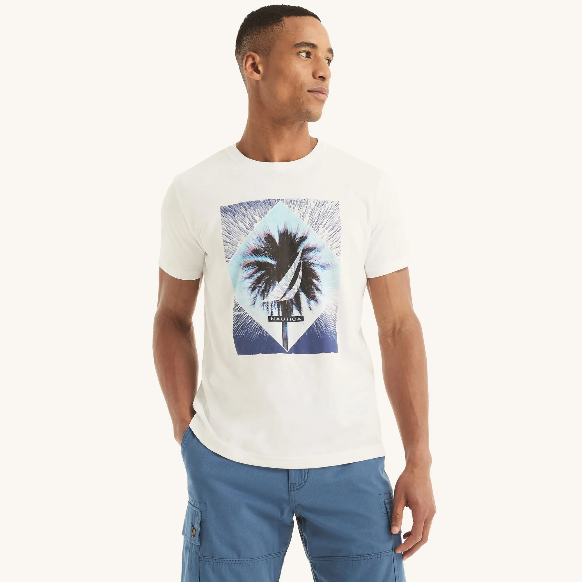 Nautica Mens Palm Trees Graphic T-Shirt