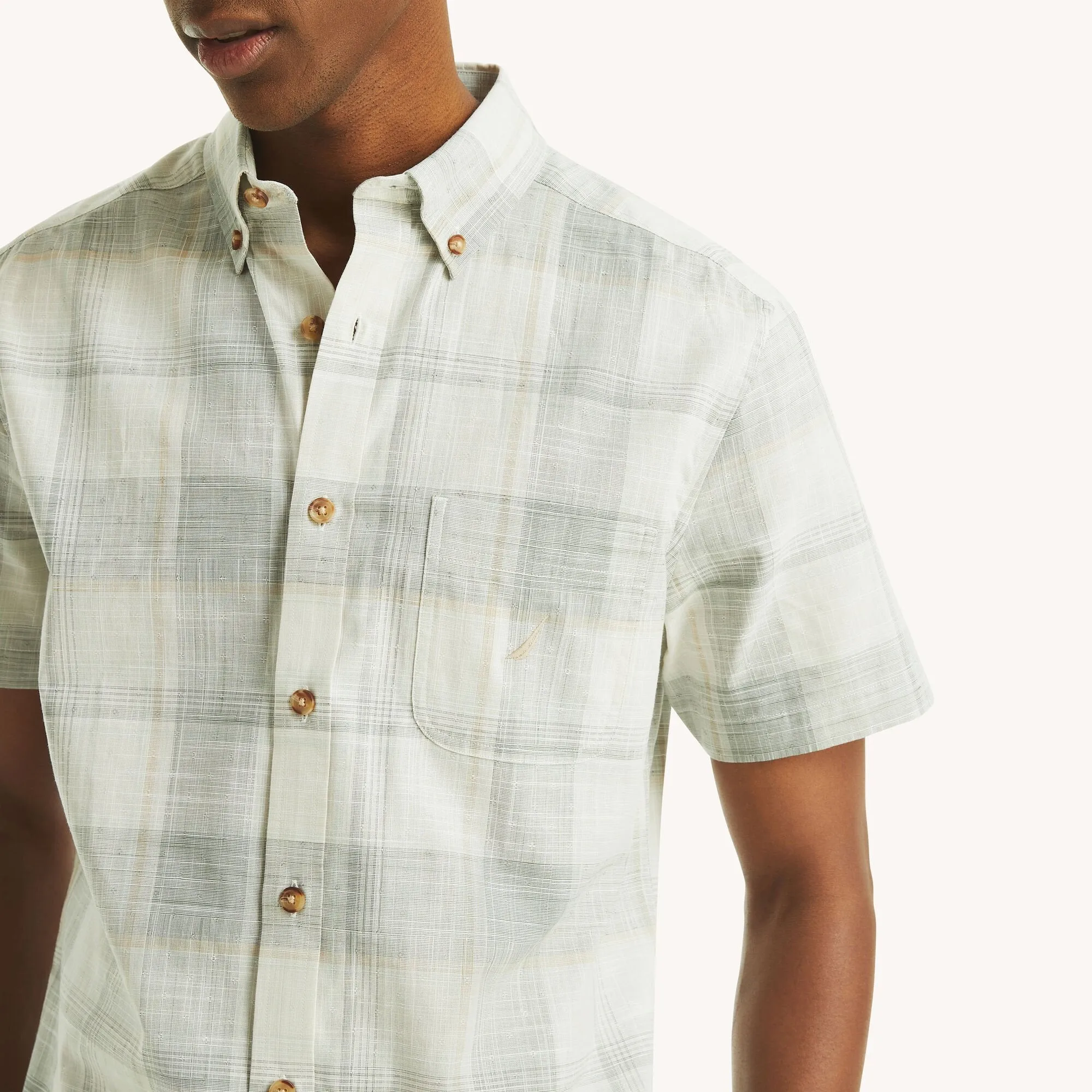 Nautica Mens Plaid Short-Sleeve Shirt