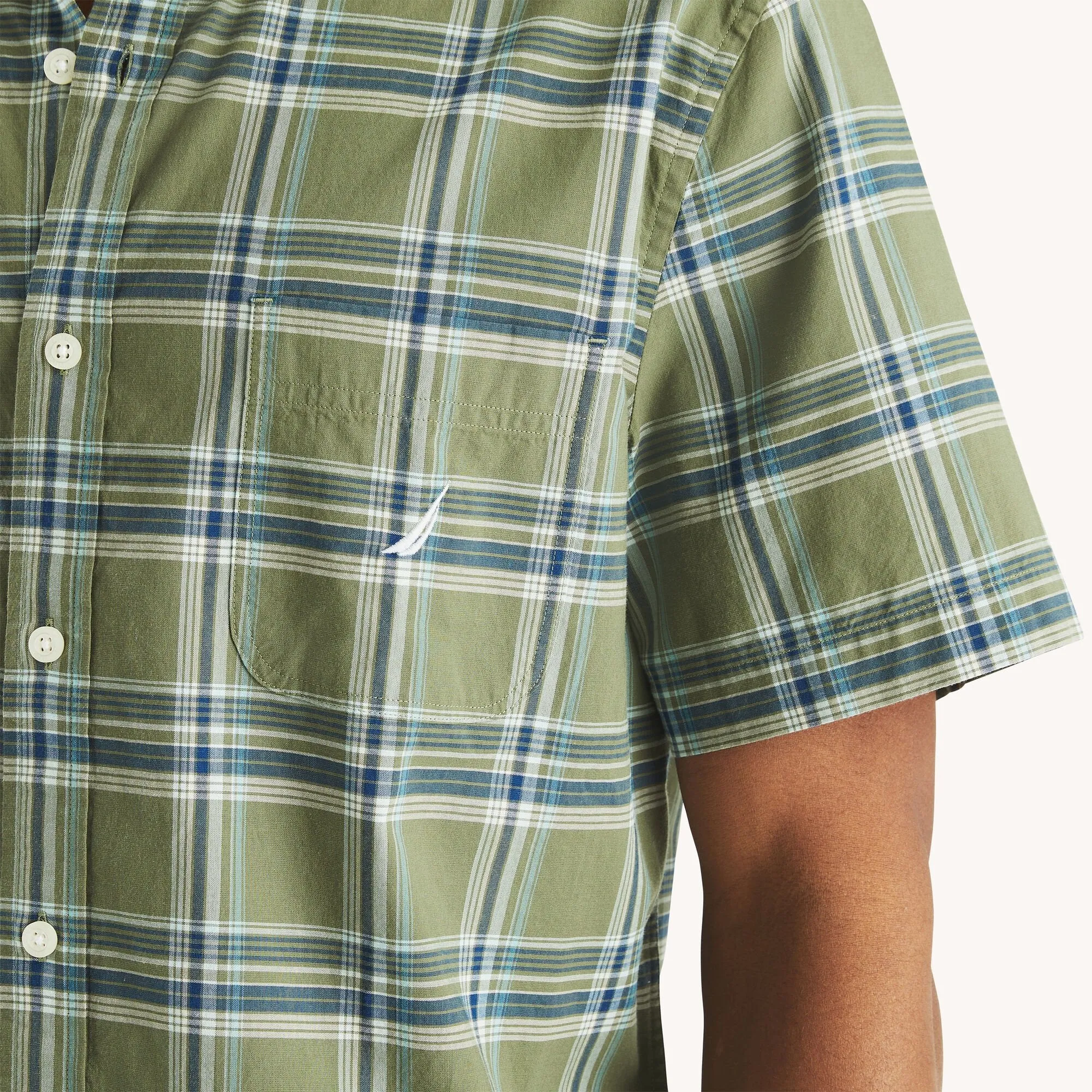 Nautica Mens Plaid Short-Sleeve Shirt
