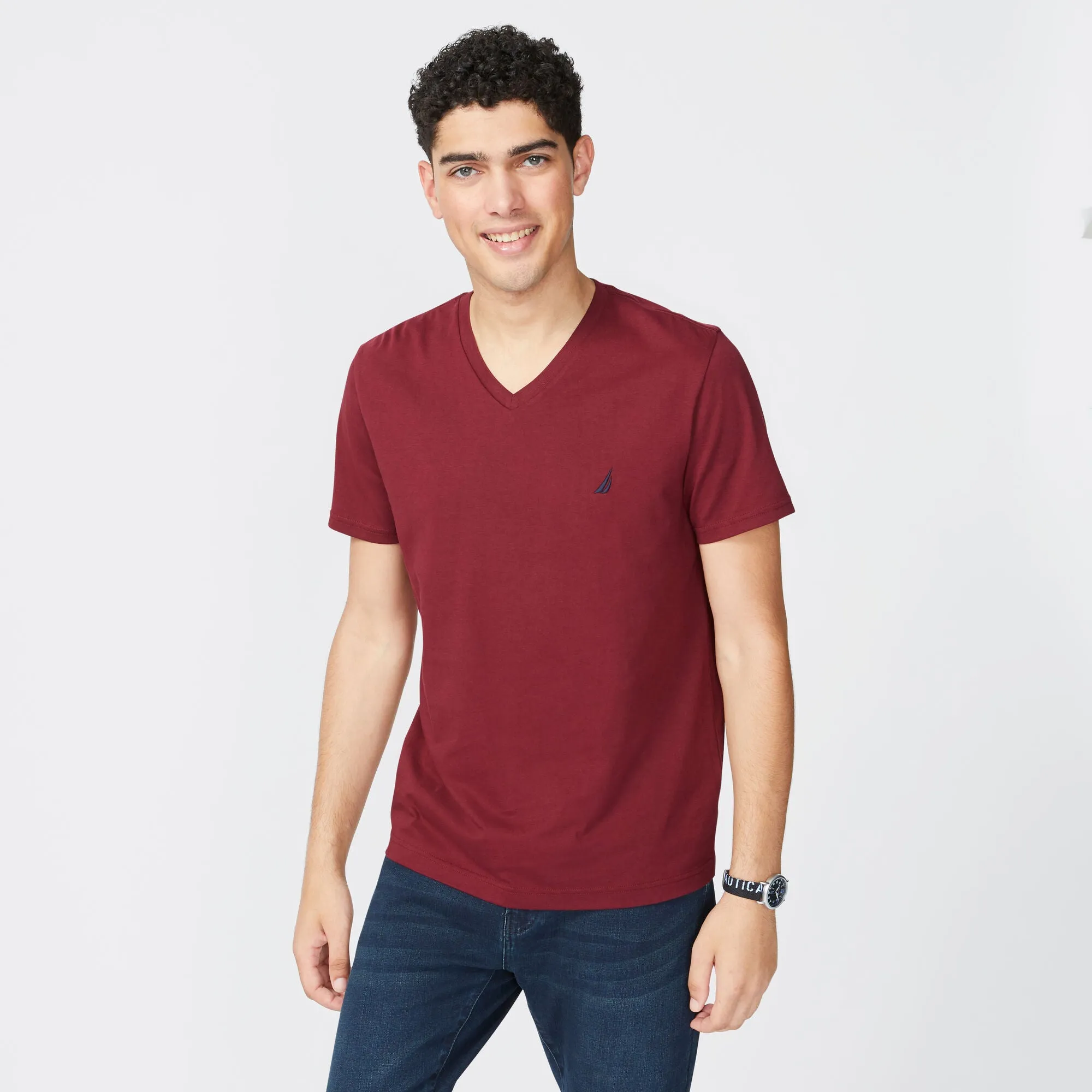 Nautica Mens Premium Cotton V-Neck T-Shirt