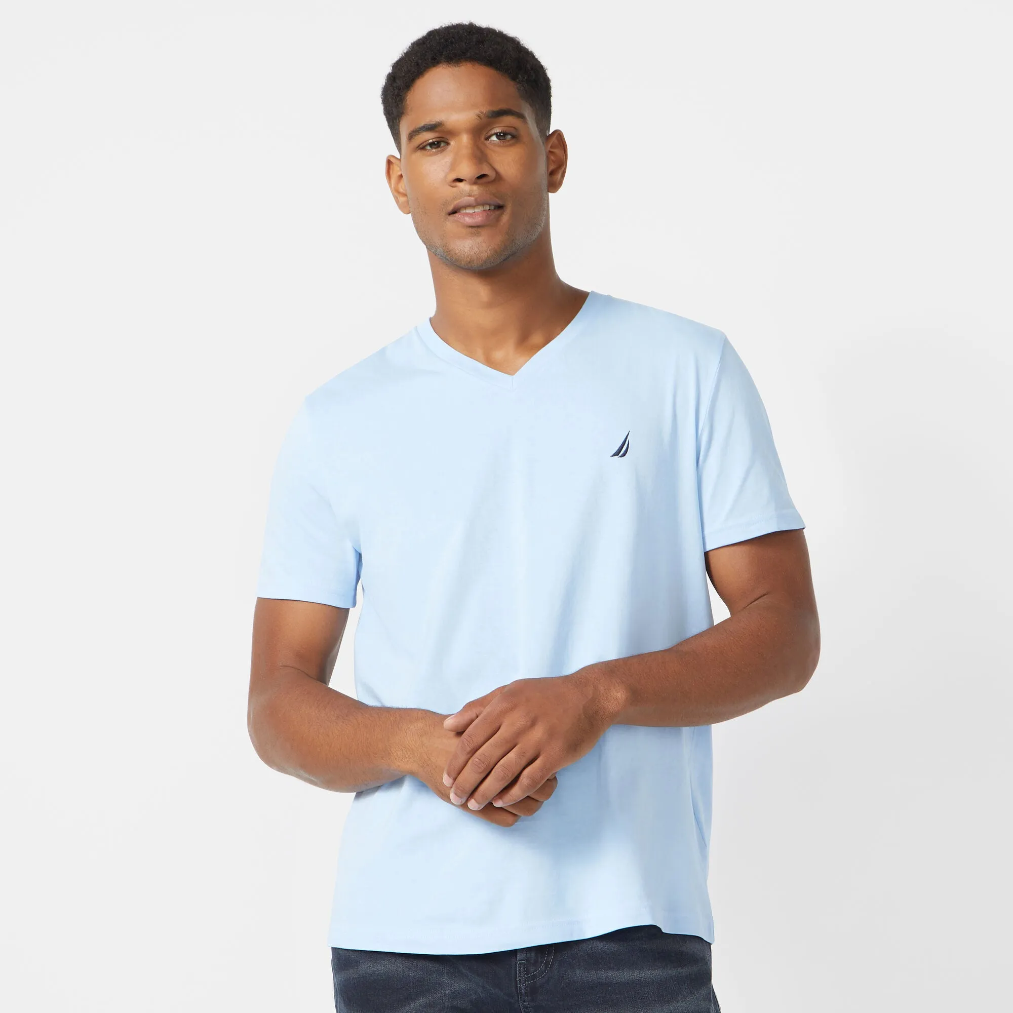 Nautica Mens Premium Cotton V-Neck T-Shirt