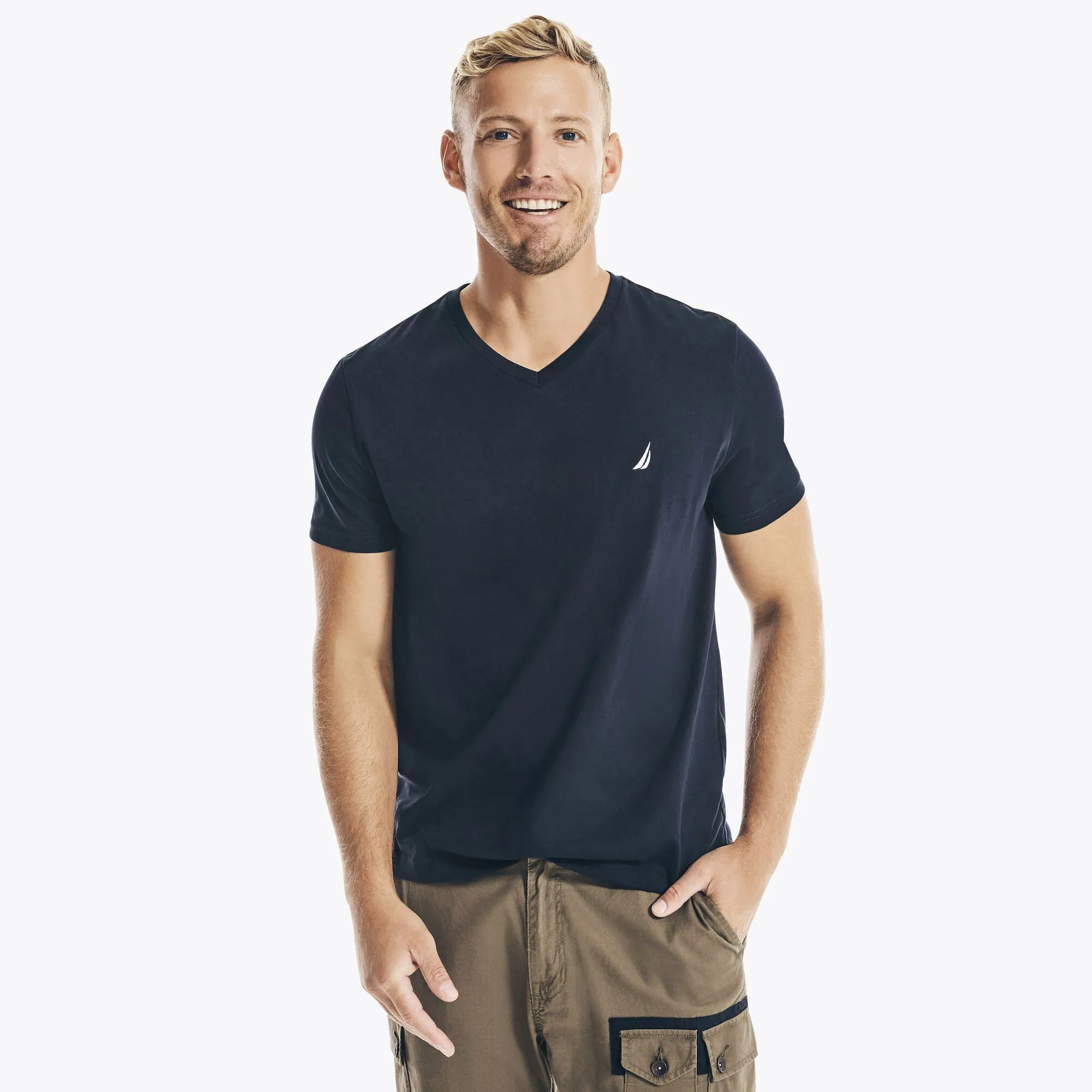 Nautica Mens Premium Cotton V-Neck T-Shirt