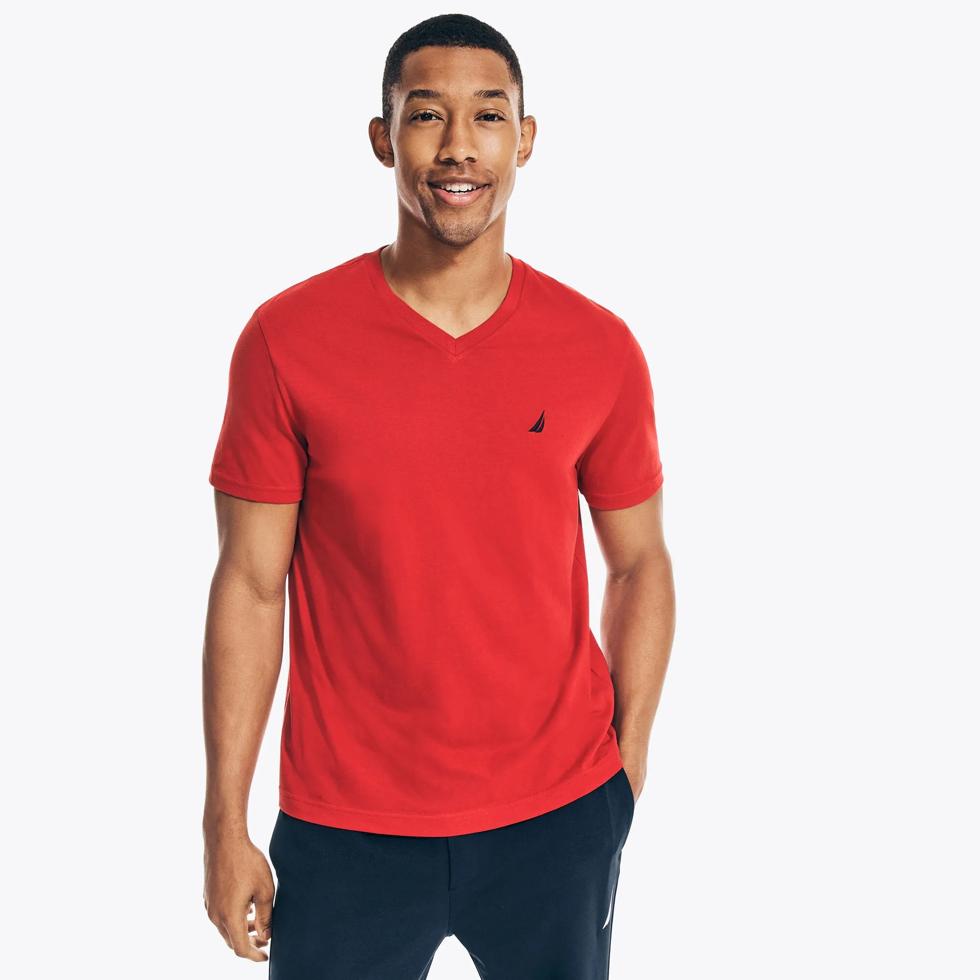 Nautica Mens Premium Cotton V-Neck T-Shirt