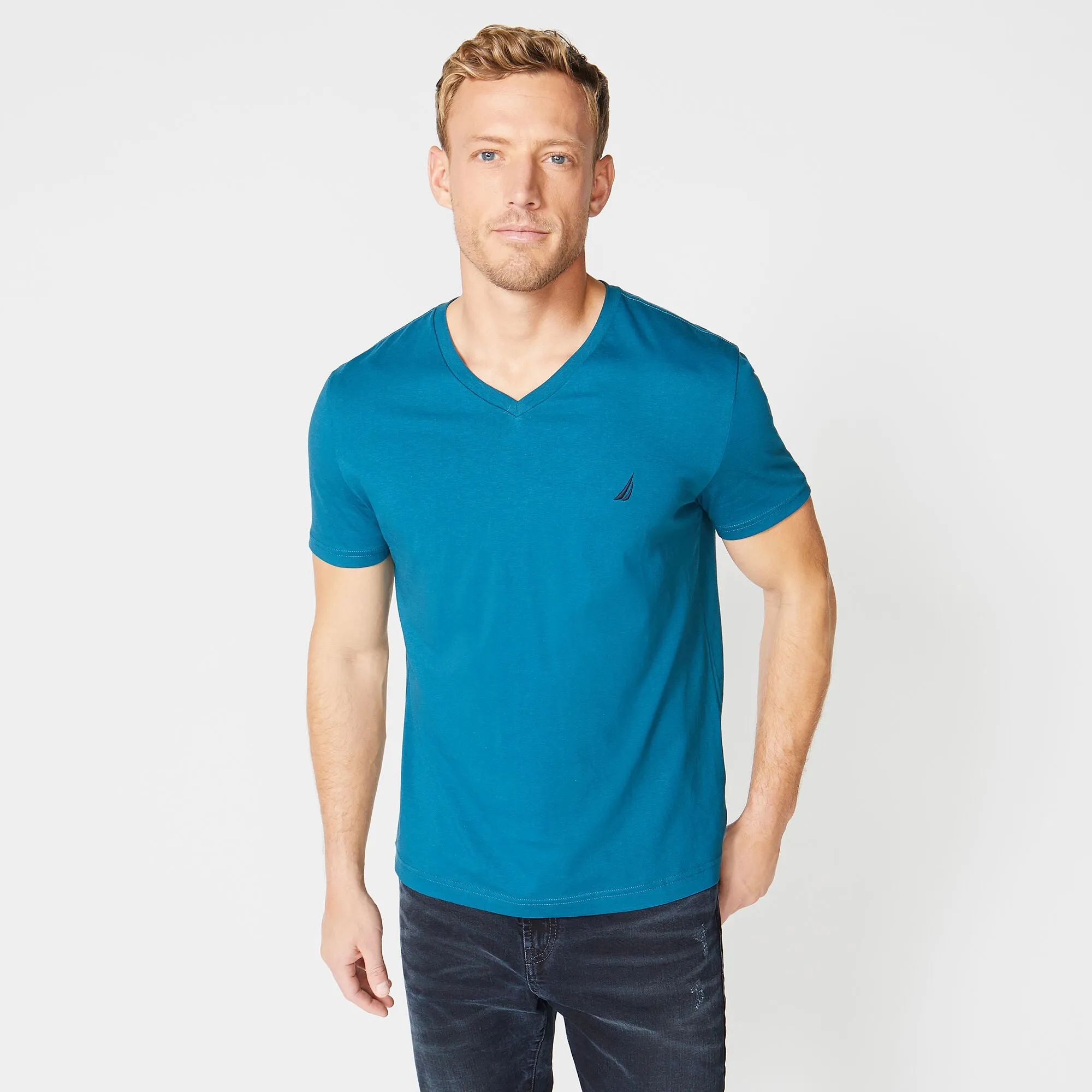 Nautica Mens Premium Cotton V-Neck T-Shirt