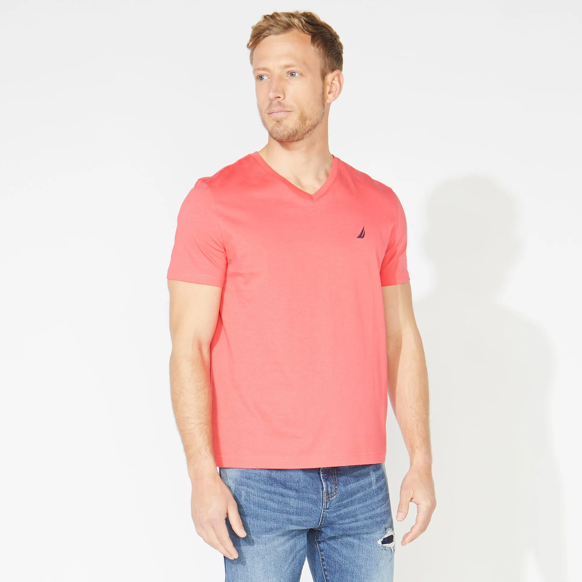 Nautica Mens Premium Cotton V-Neck T-Shirt