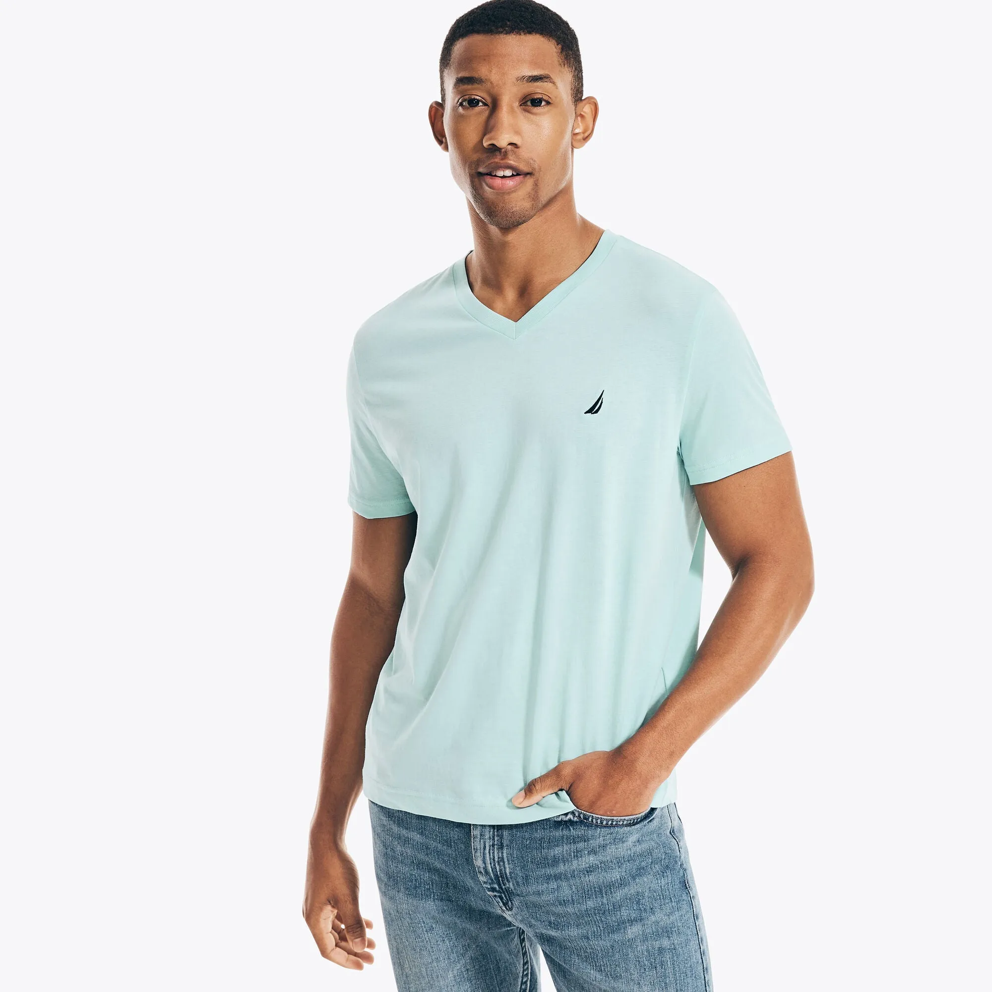 Nautica Mens Premium Cotton V-Neck T-Shirt