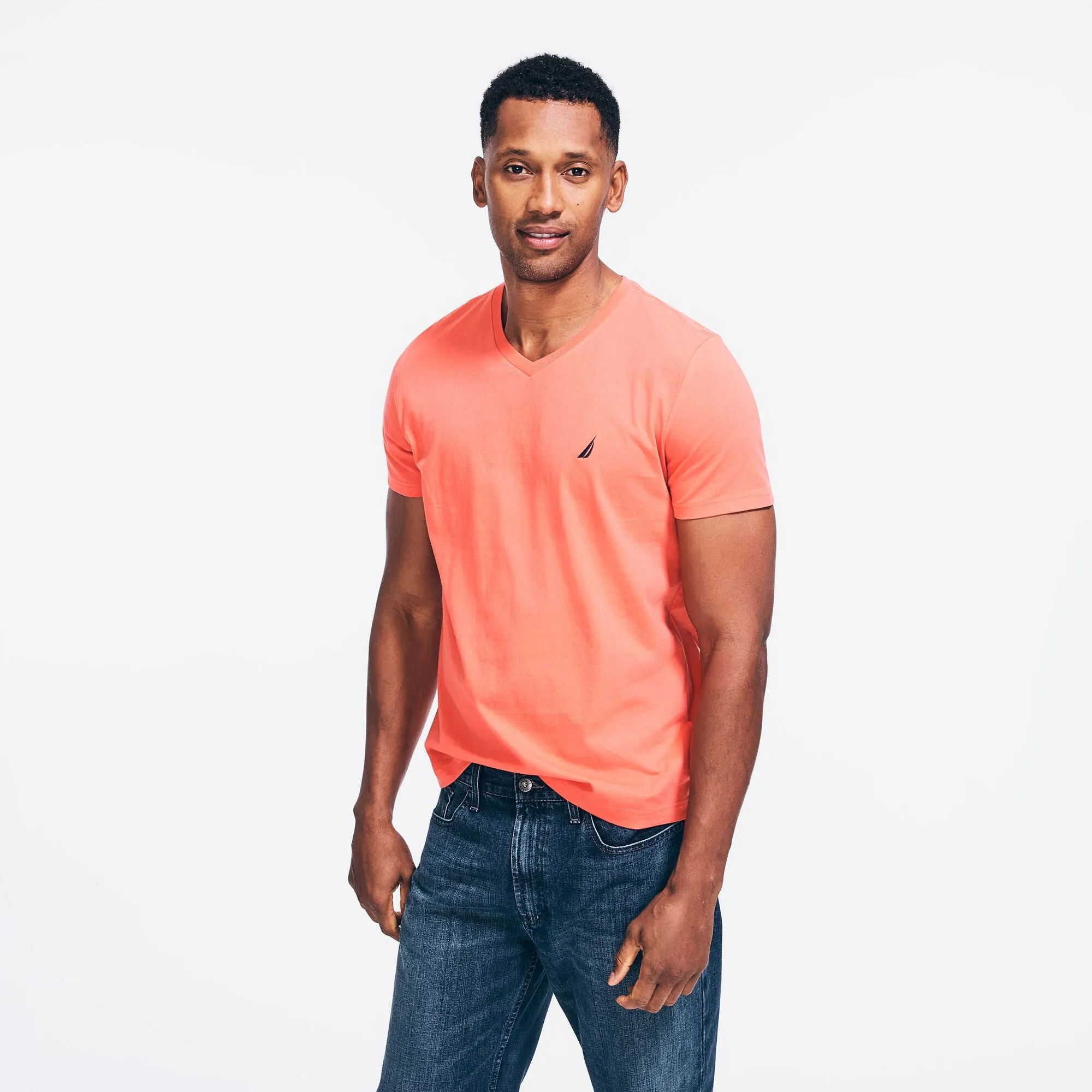 Nautica Mens Premium Cotton V-Neck T-Shirt