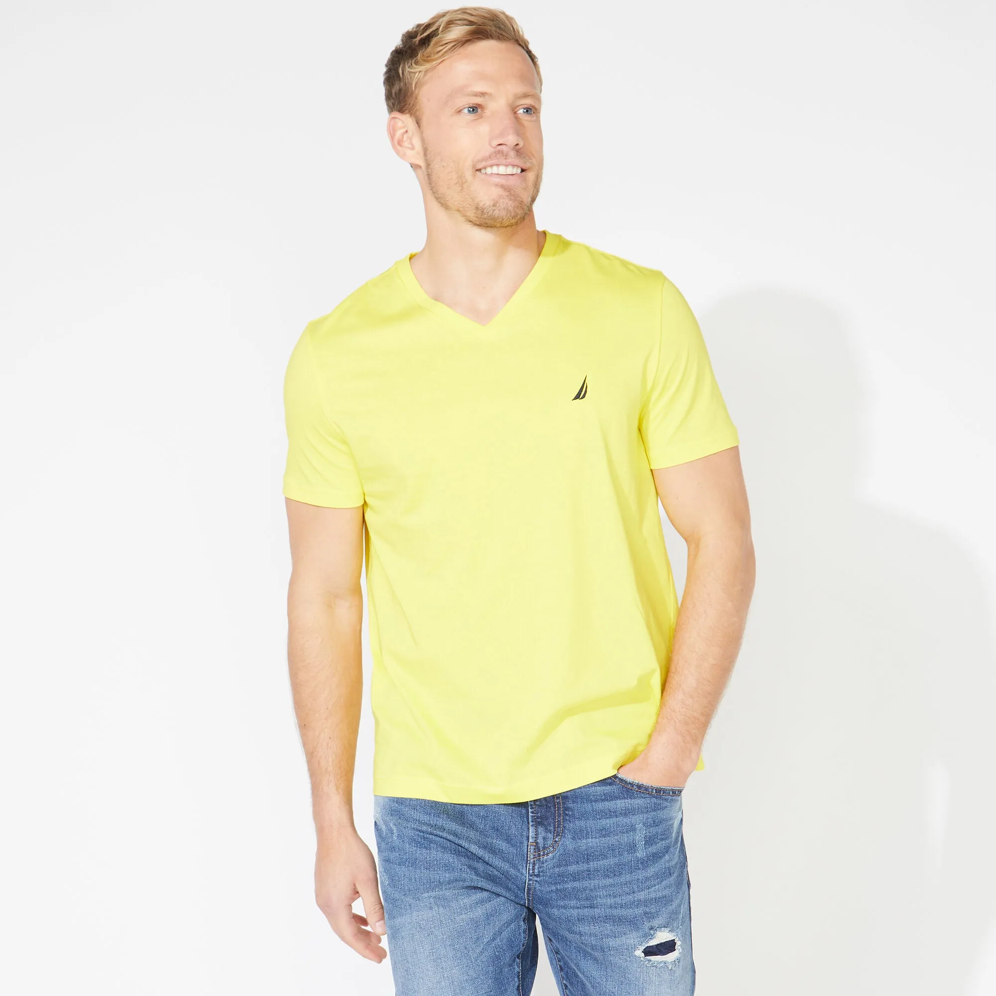 Nautica Mens Premium Cotton V-Neck T-Shirt