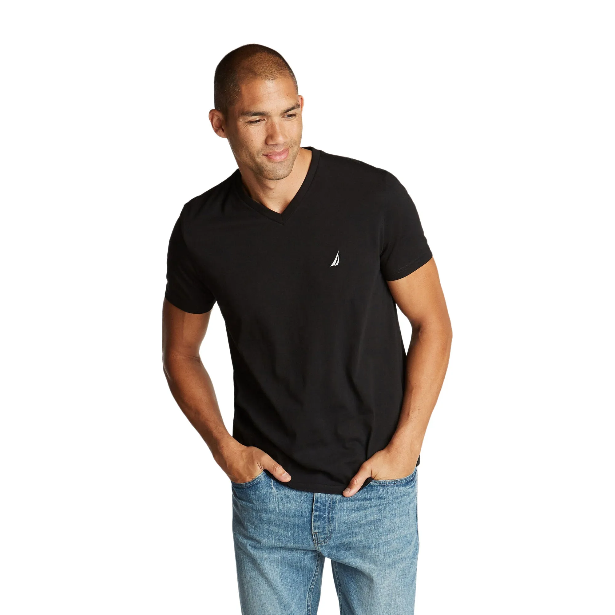 Nautica Mens Premium Cotton V-Neck T-Shirt