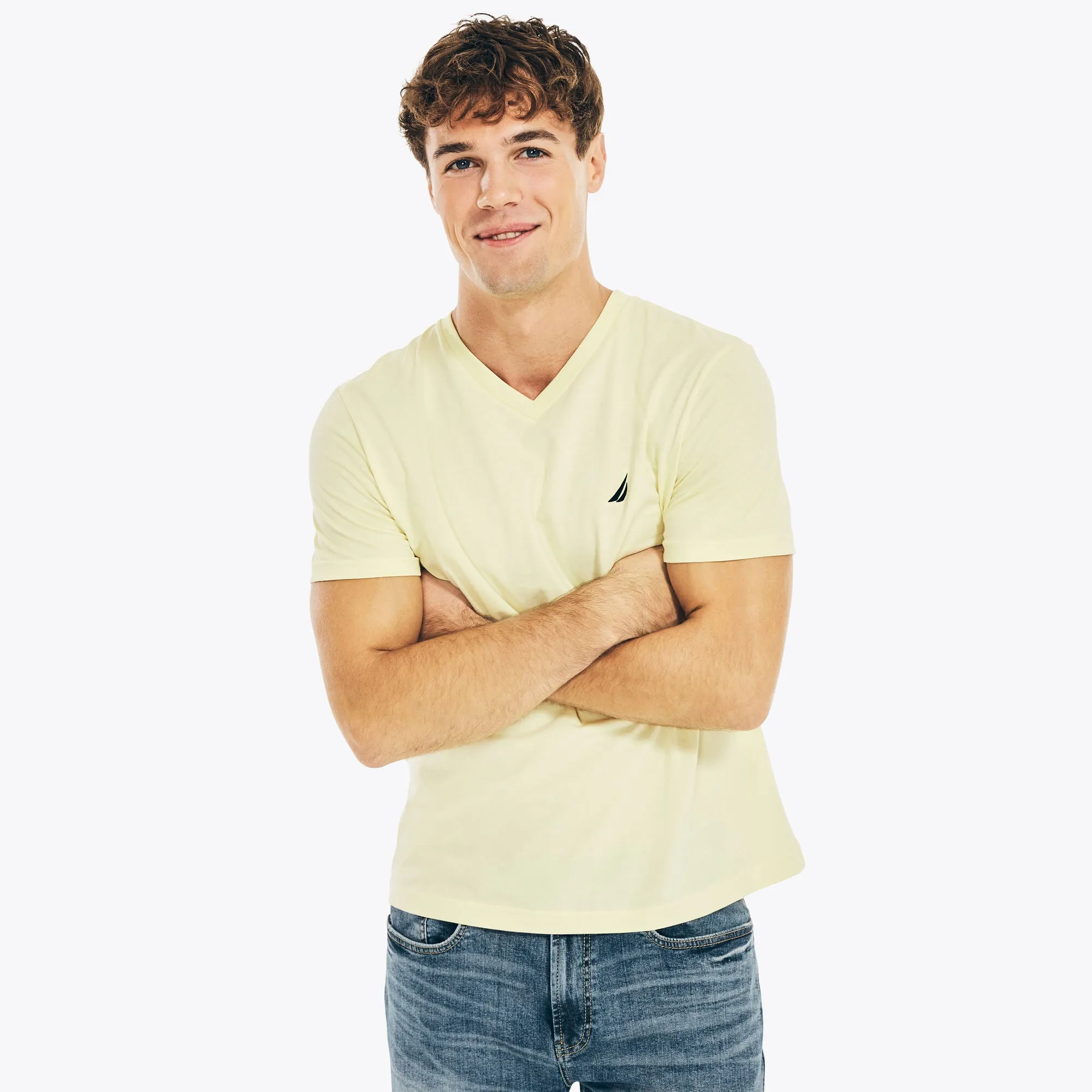 Nautica Mens Premium Cotton V-Neck T-Shirt