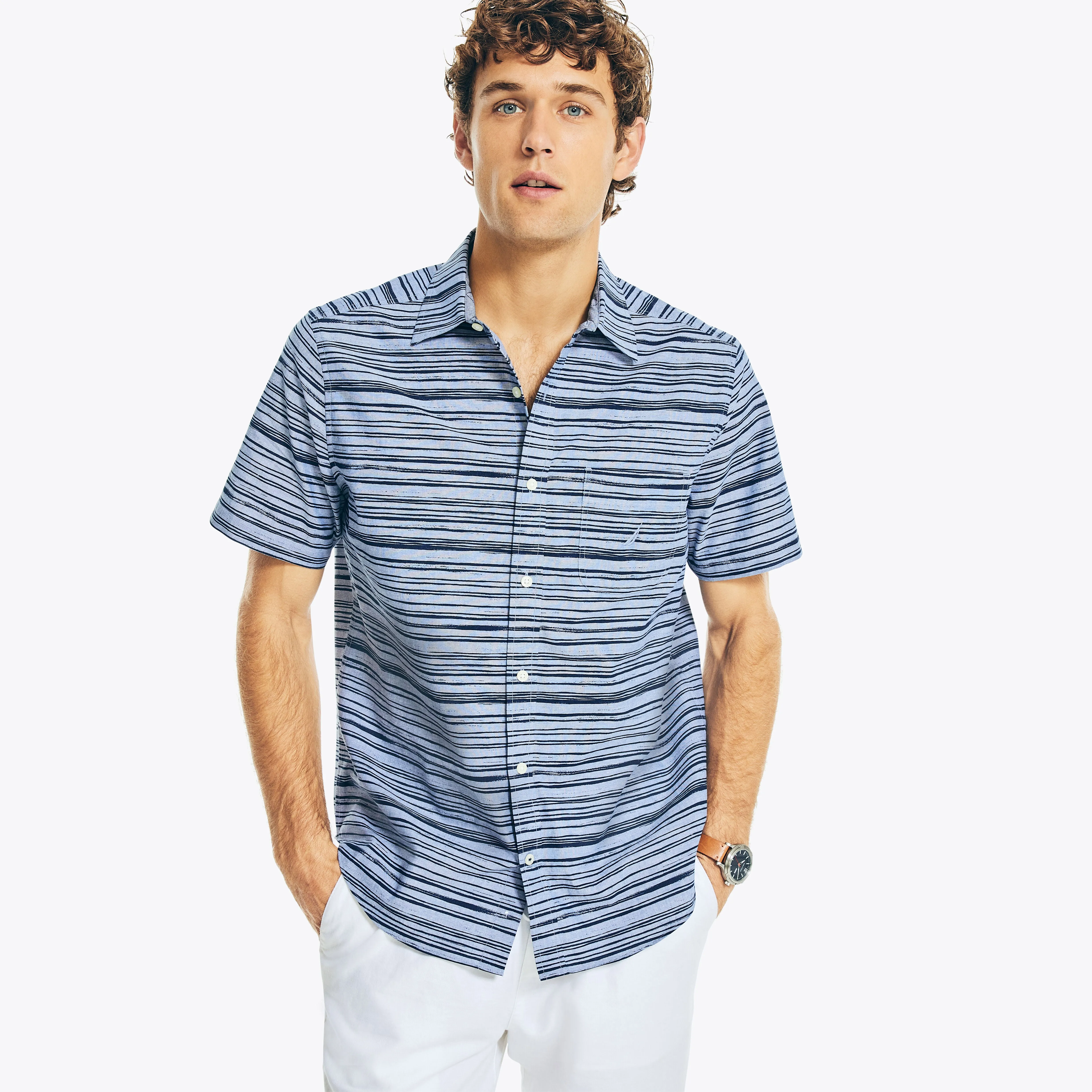 Nautica Mens Printed Short-Sleeve Shirt
