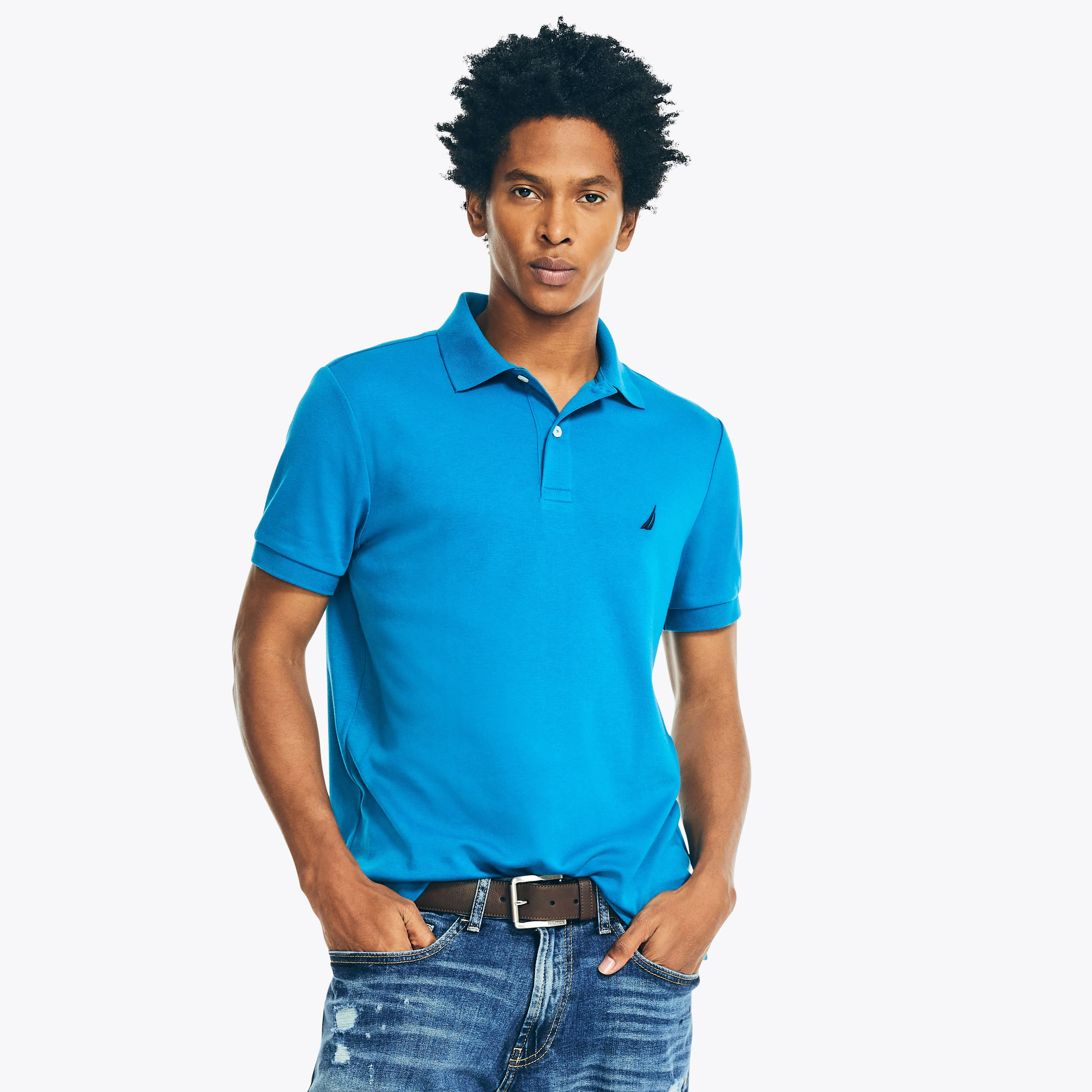 Nautica Mens Slim Fit Interlock Polo