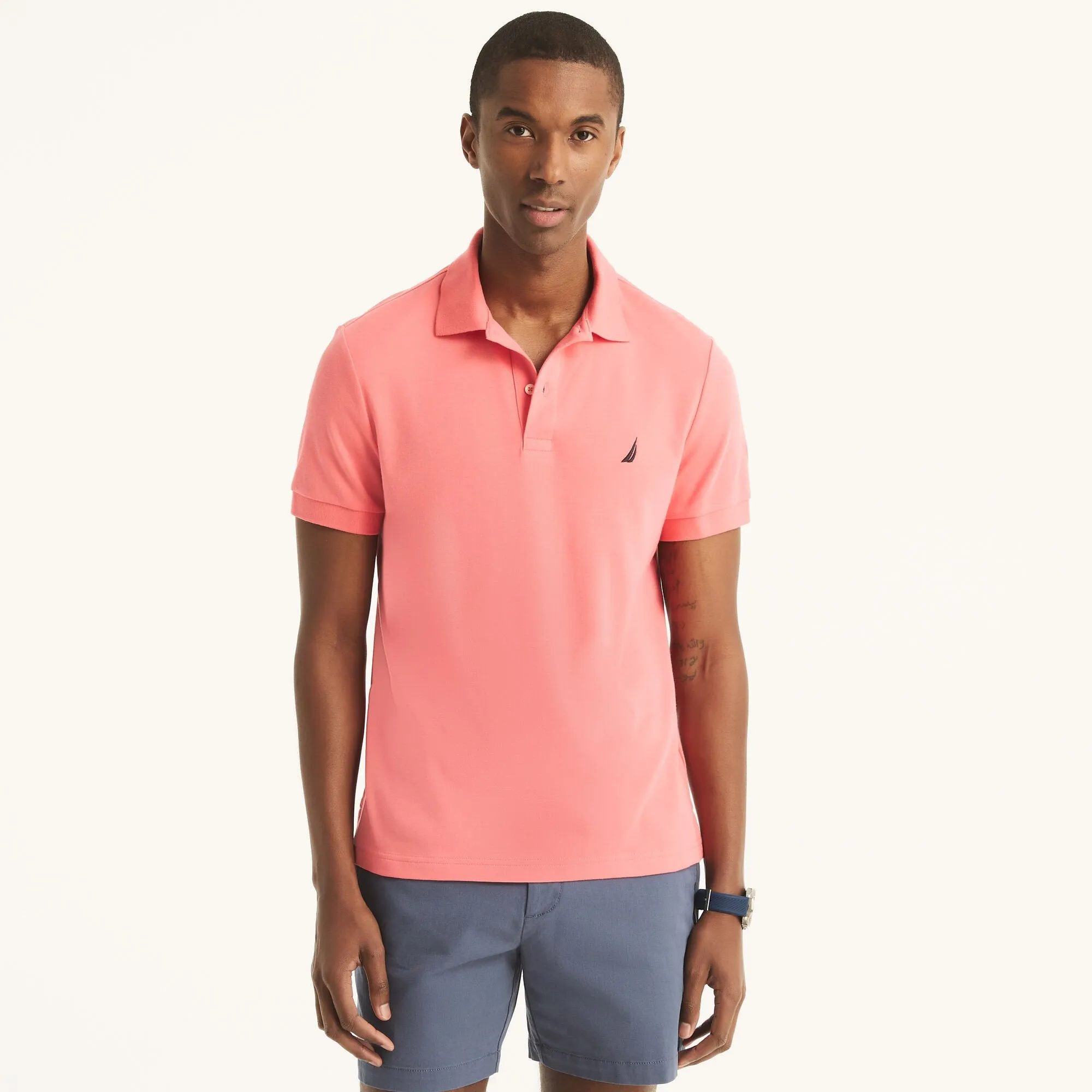 Nautica Mens Slim Fit Interlock Polo