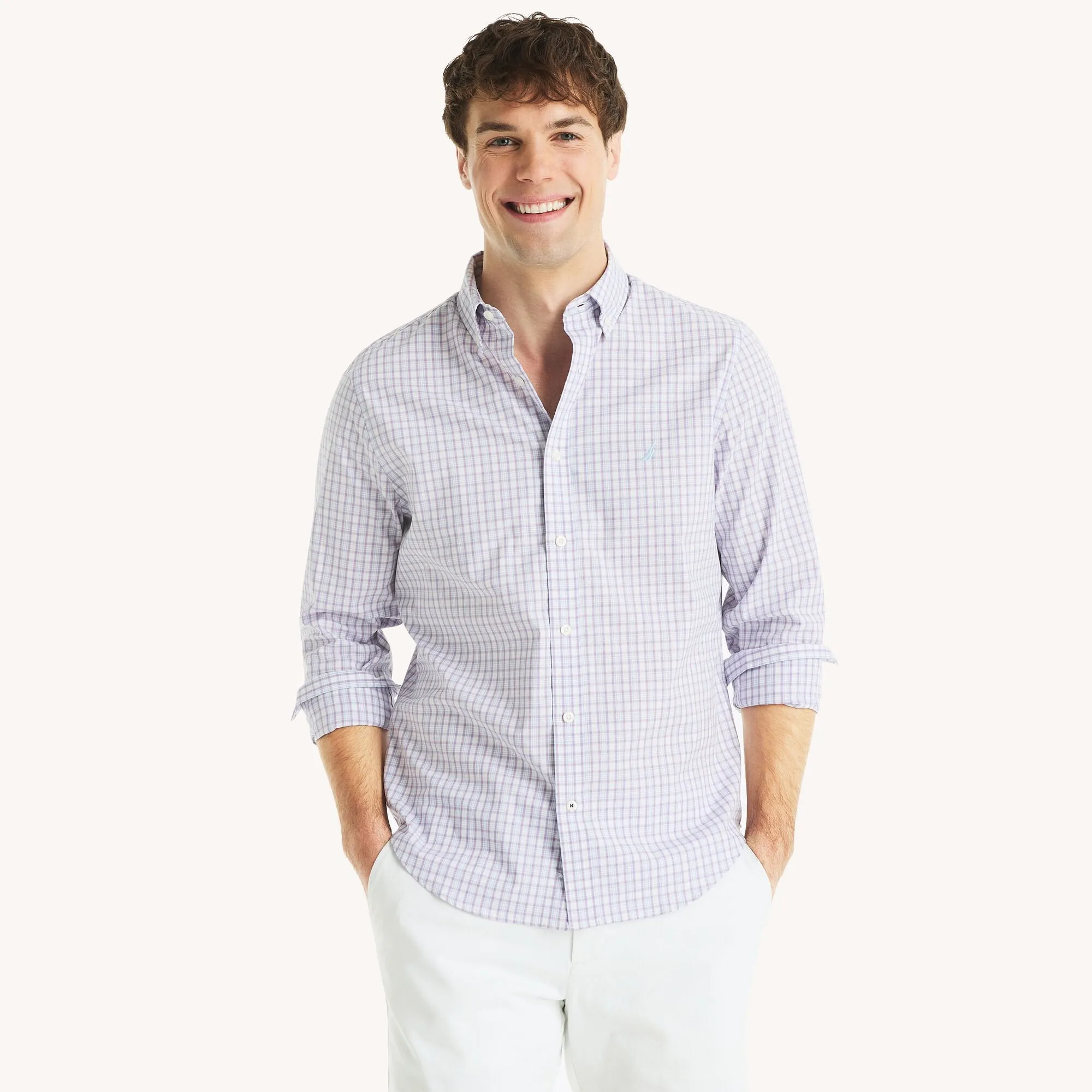 Nautica Mens Slim Fit Wrinkle-Resistant Plaid Shirt