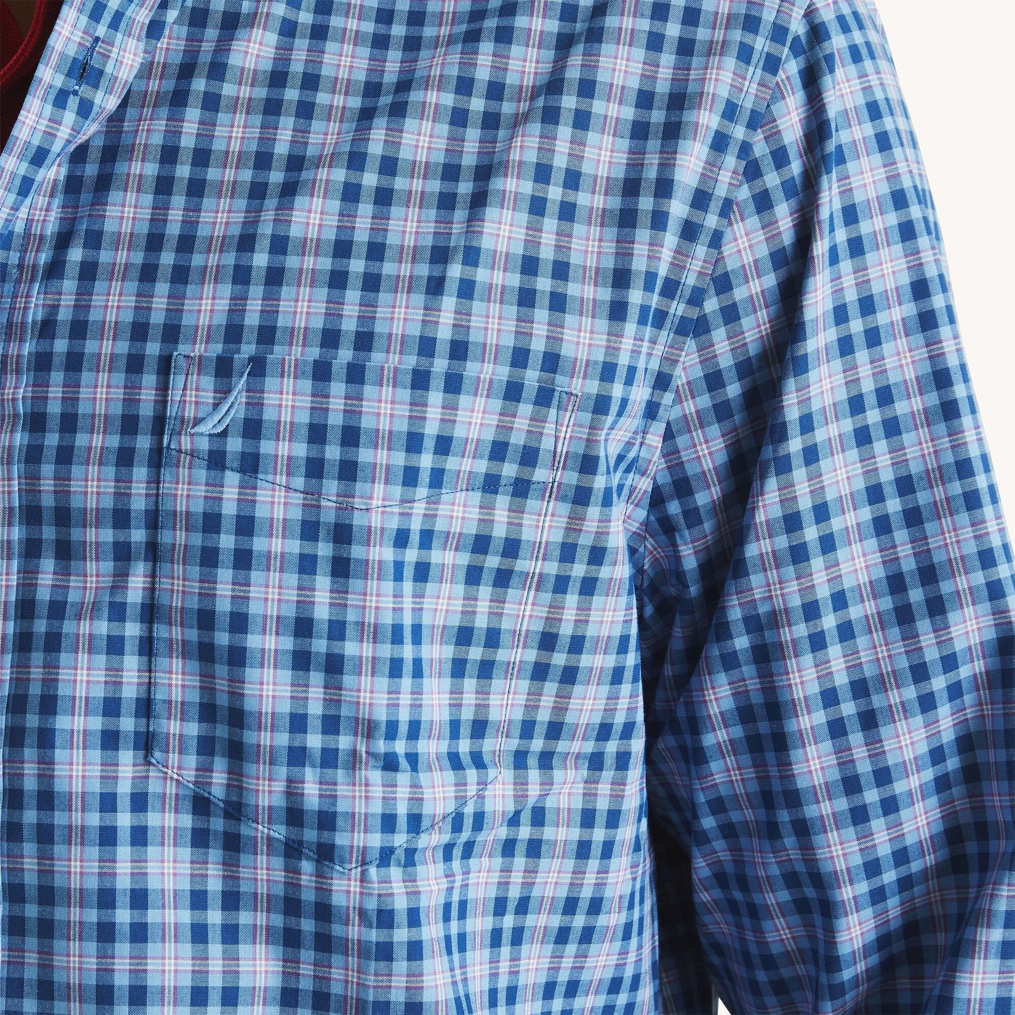 Nautica Mens Slim Fit Wrinkle-Resistant Plaid Wear To Work Shirt
