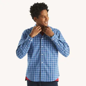 Nautica Mens Slim Fit Wrinkle-Resistant Plaid Wear To Work Shirt