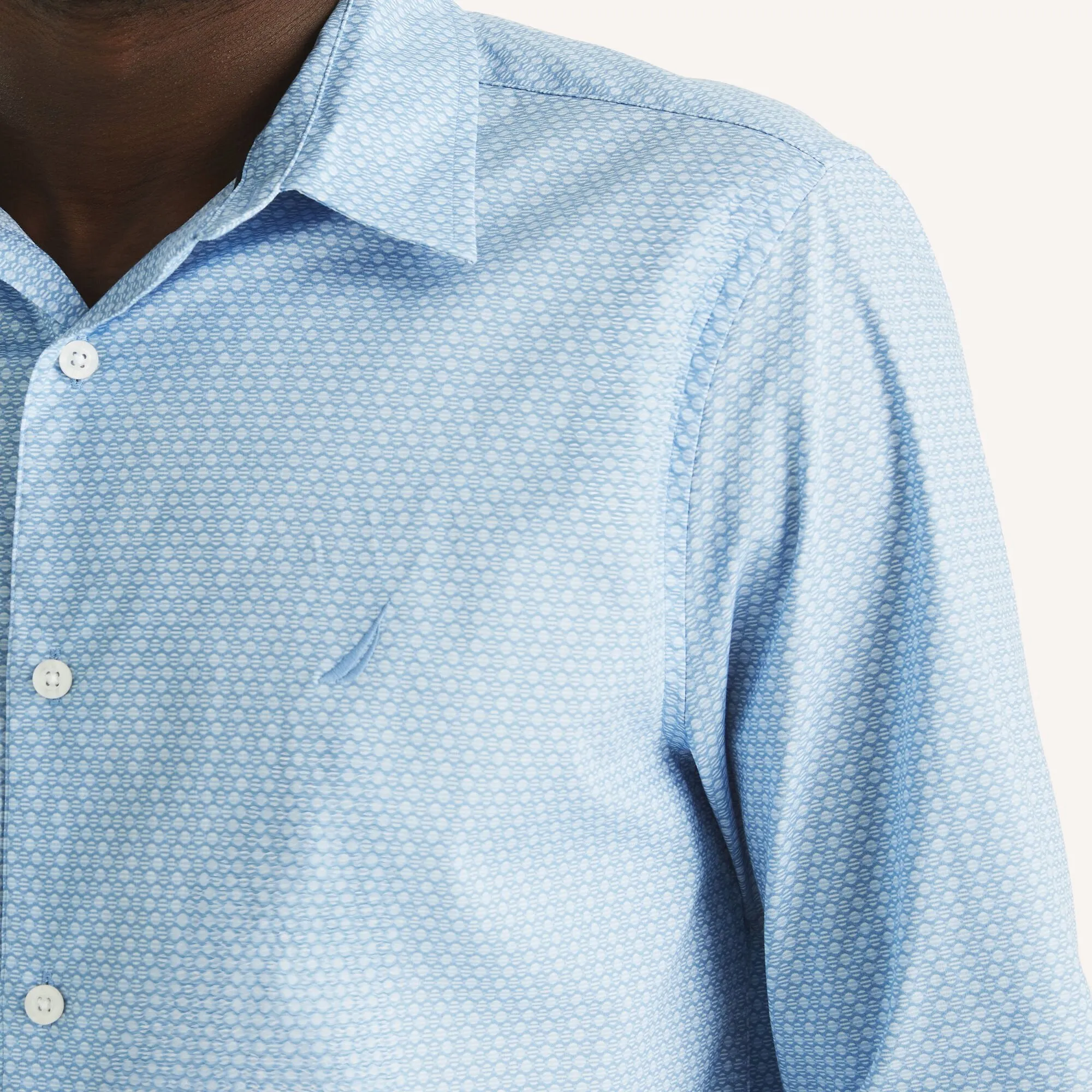 Nautica Mens Slim Fit Wrinkle-Resistant Printed Wear To Work Shirt
