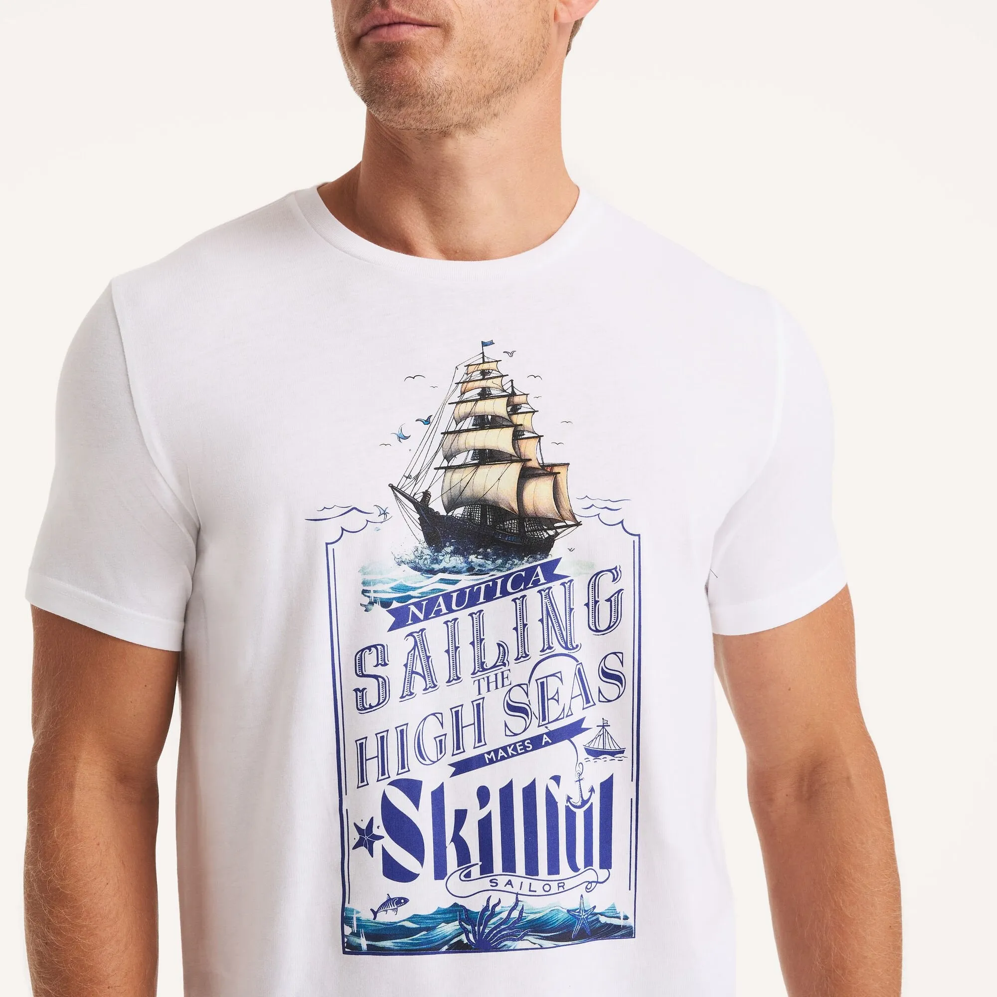Nautica Mens Smooth Sailing Graphic T-Shirt