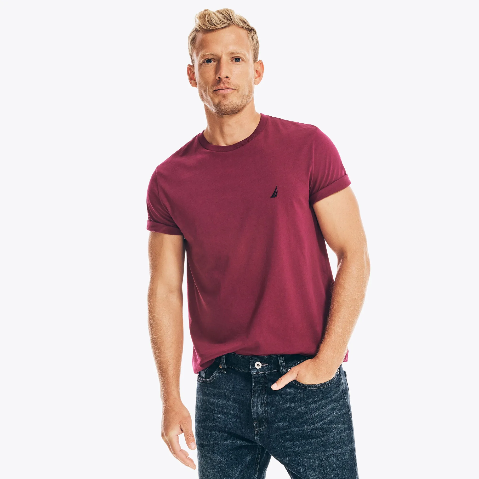 Nautica Mens Solid Crewneck T-Shirt