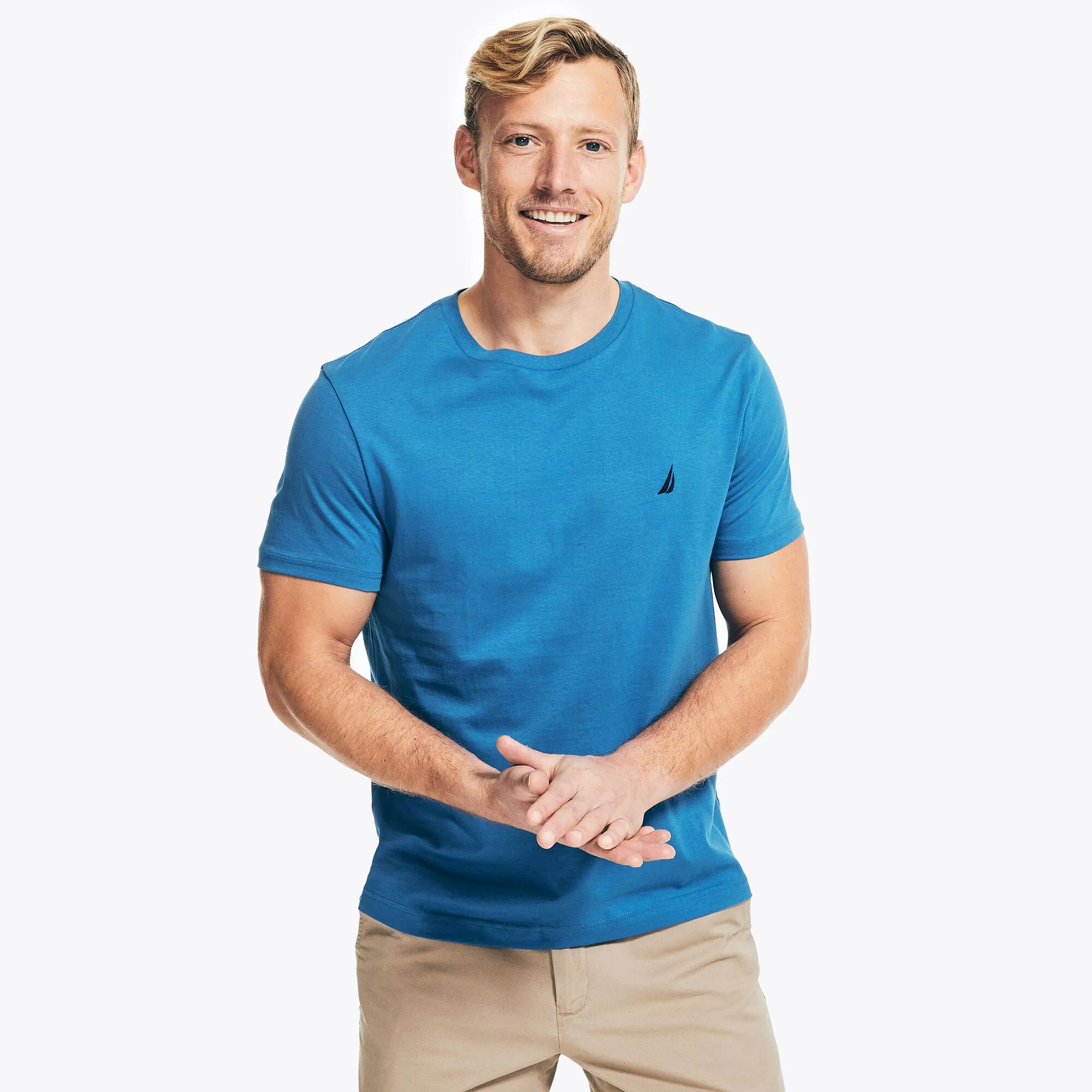Nautica Mens Solid Crewneck T-Shirt