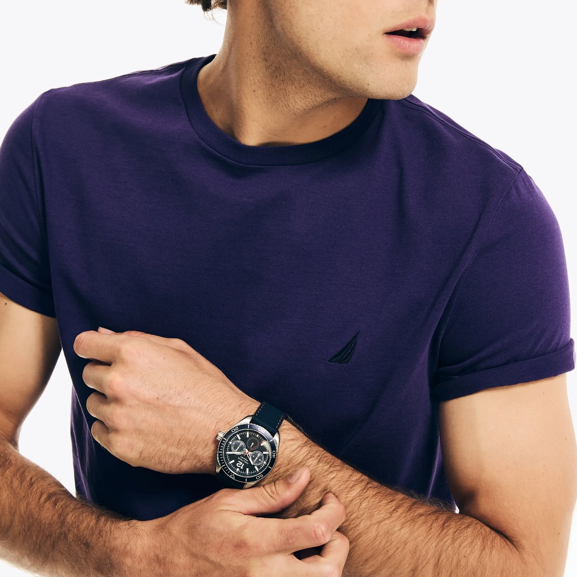 Nautica Mens Solid Crewneck T-Shirt