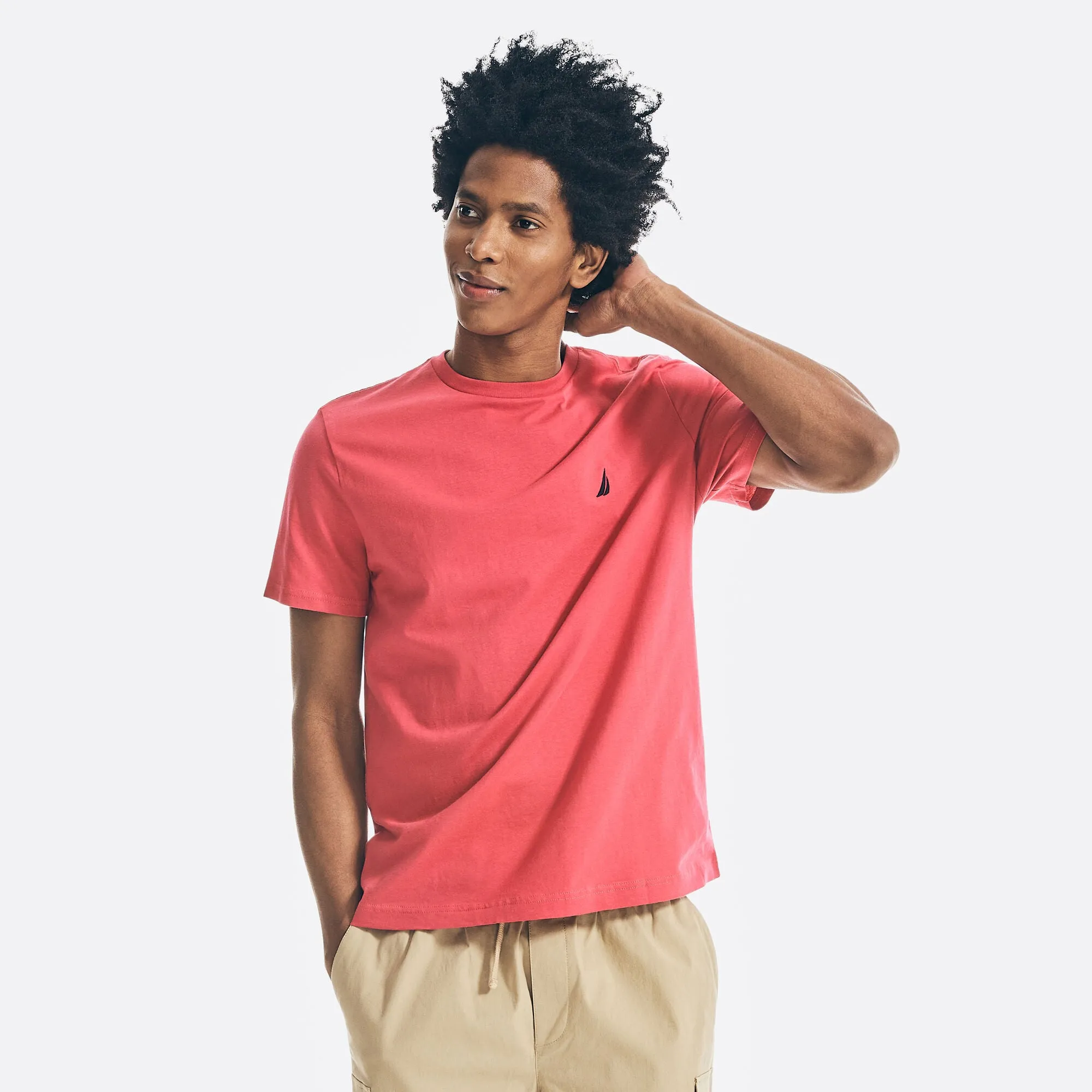 Nautica Mens Solid Crewneck T-Shirt