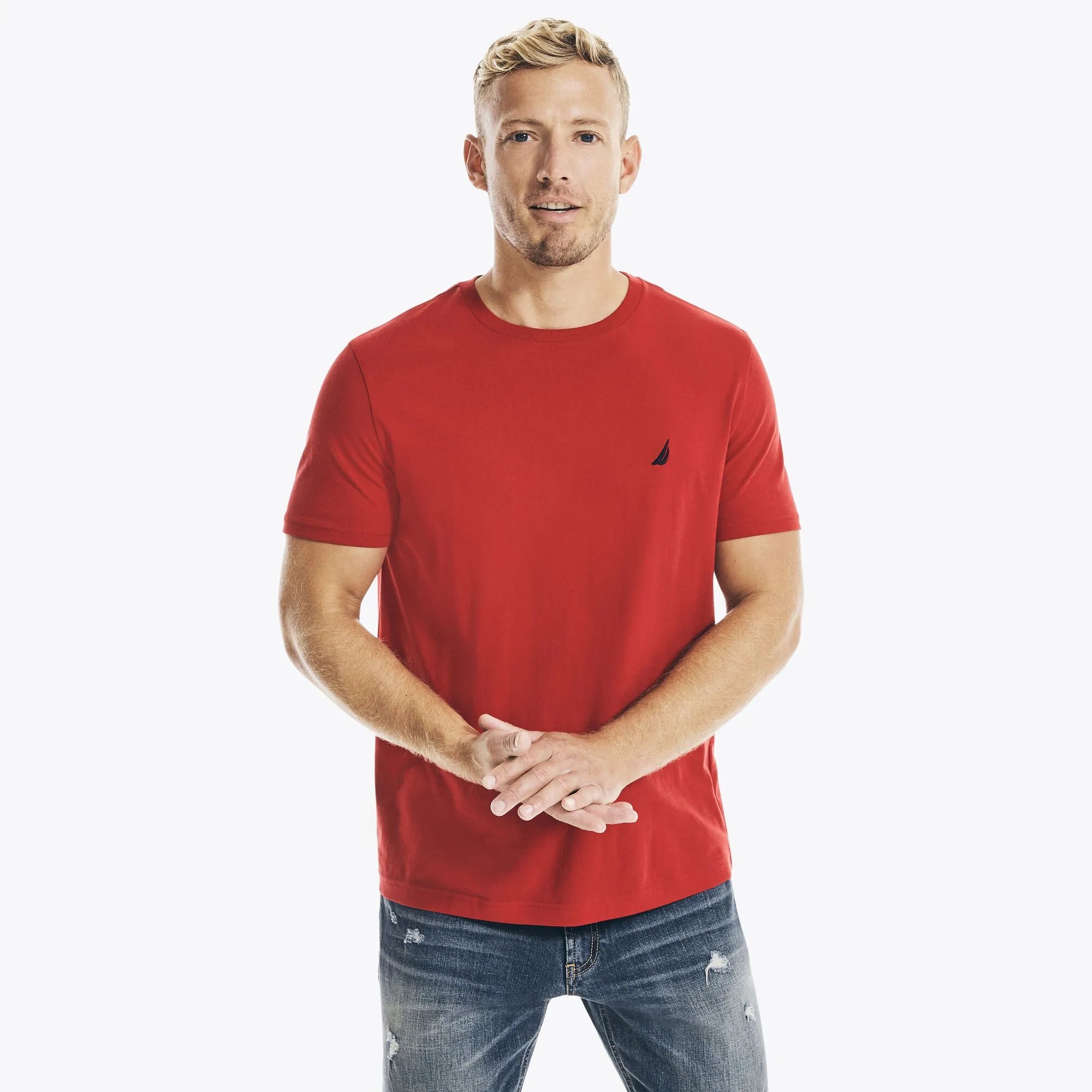 Nautica Mens Solid Crewneck T-Shirt