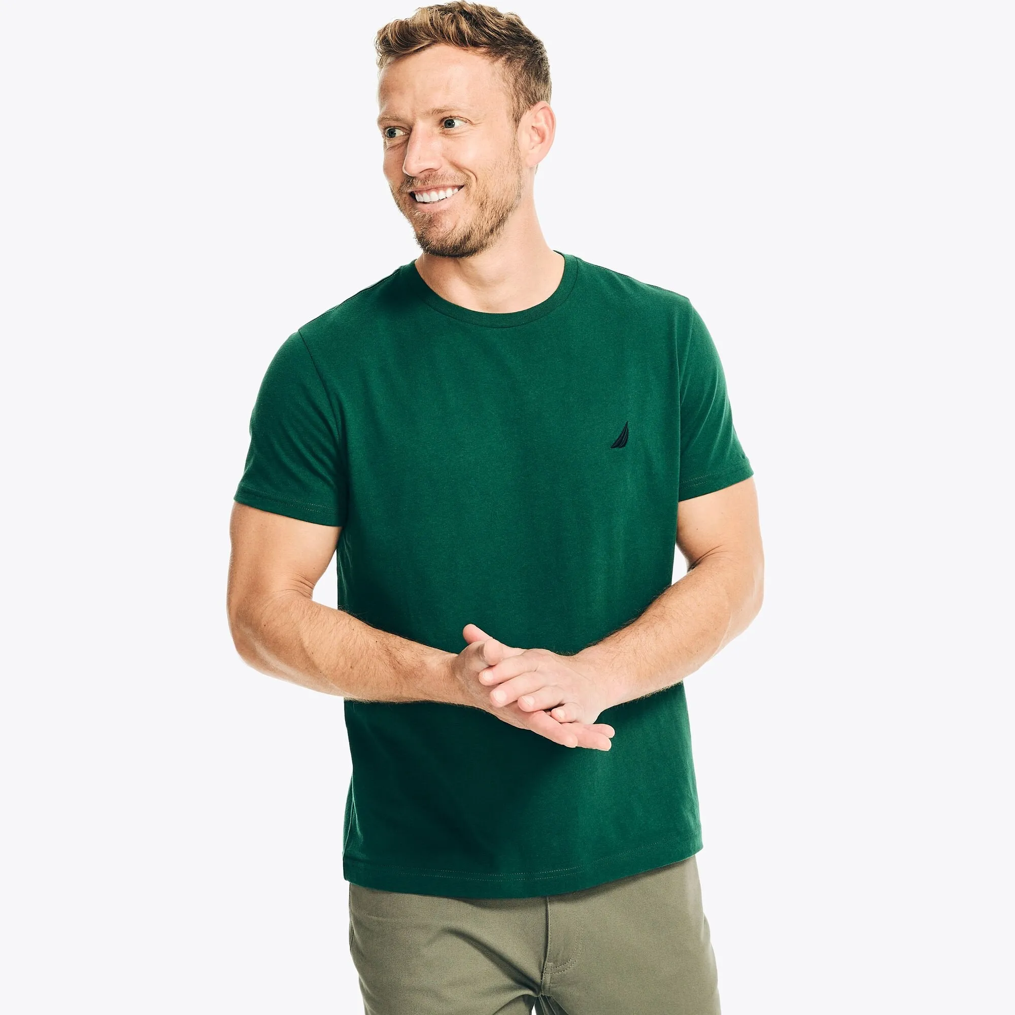 Nautica Mens Solid Crewneck T-Shirt