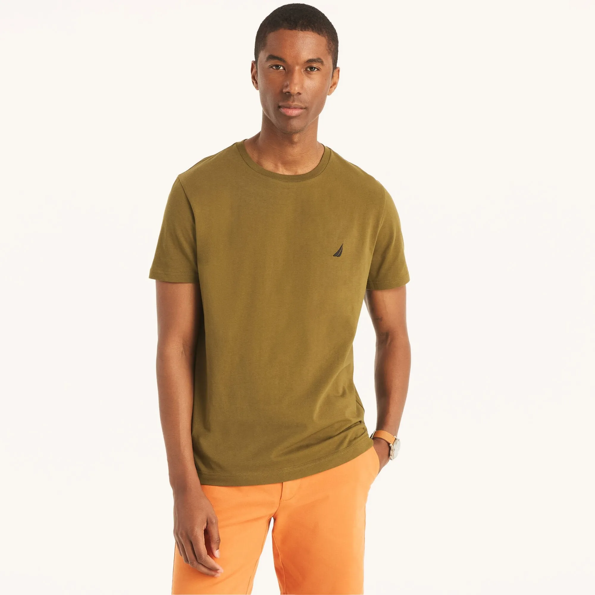 Nautica Mens Solid Crewneck T-Shirt