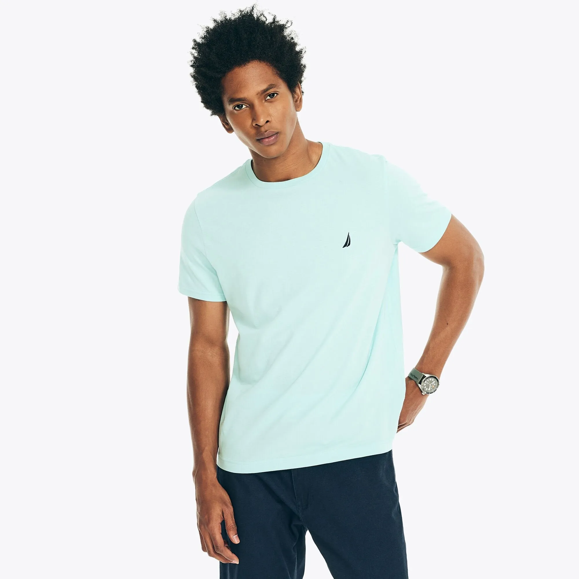 Nautica Mens Solid Crewneck T-Shirt