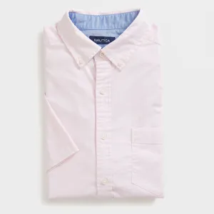 Nautica Mens Solid Oxford Short-Sleeve Shirt
