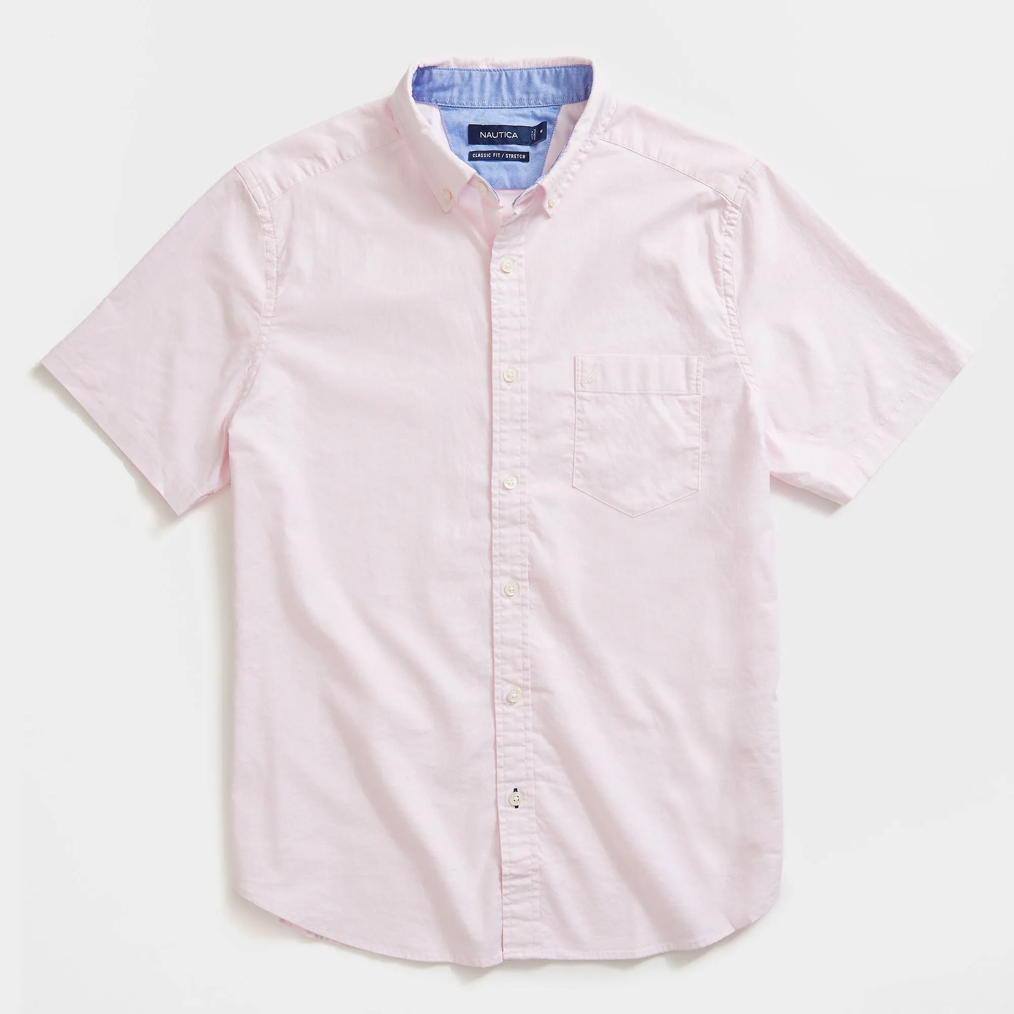 Nautica Mens Solid Oxford Short-Sleeve Shirt
