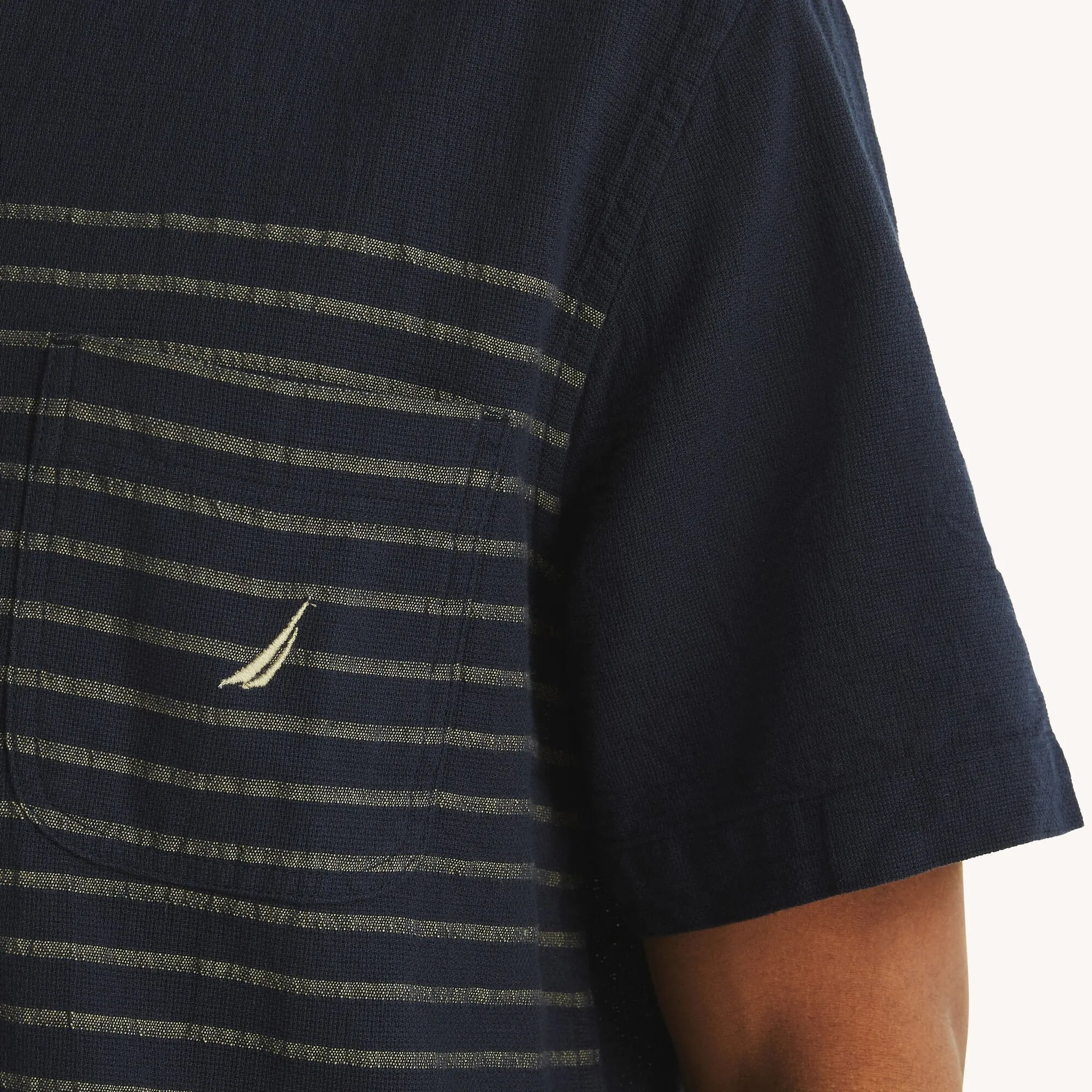 Nautica Mens Striped Short-Sleeve Shirt