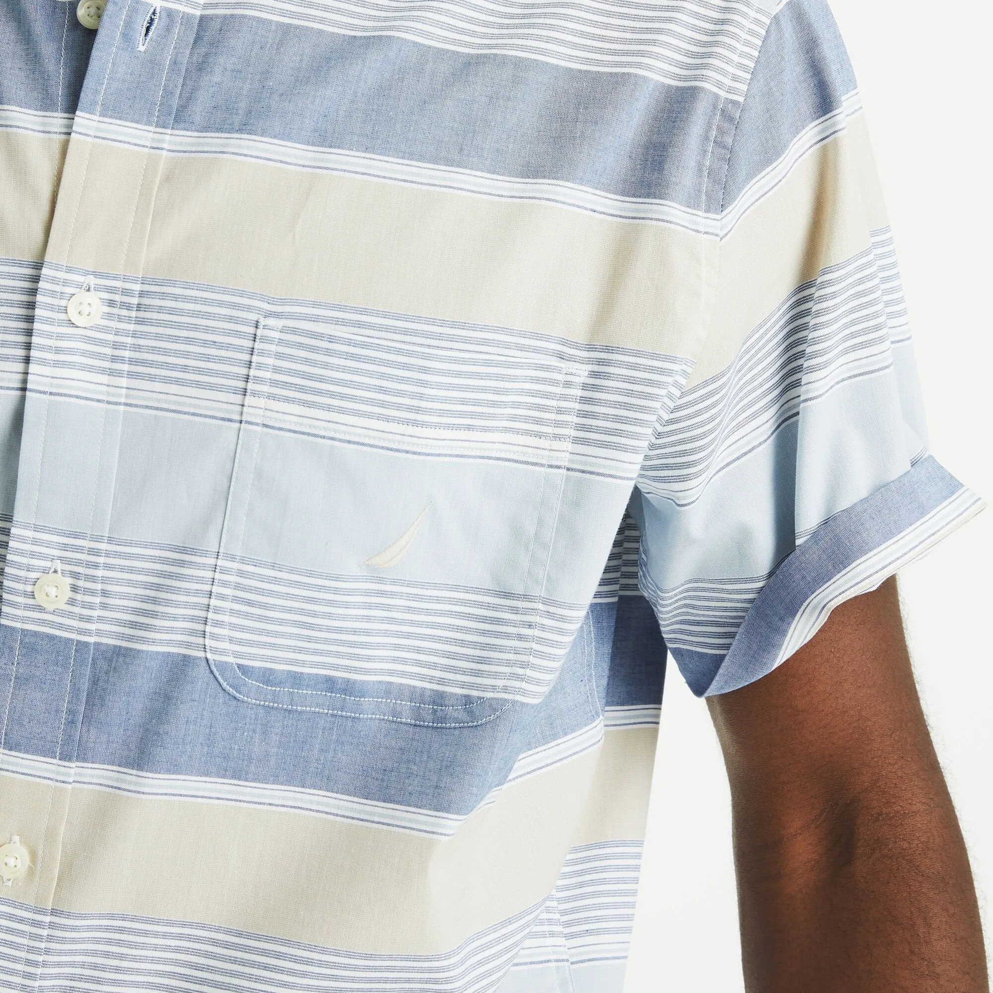 Nautica Mens Striped Short-Sleeve Shirt