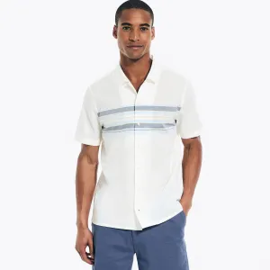 Nautica Mens Sustainably Crafted Chest-Stripe Short-Sleeve Camp Shirt