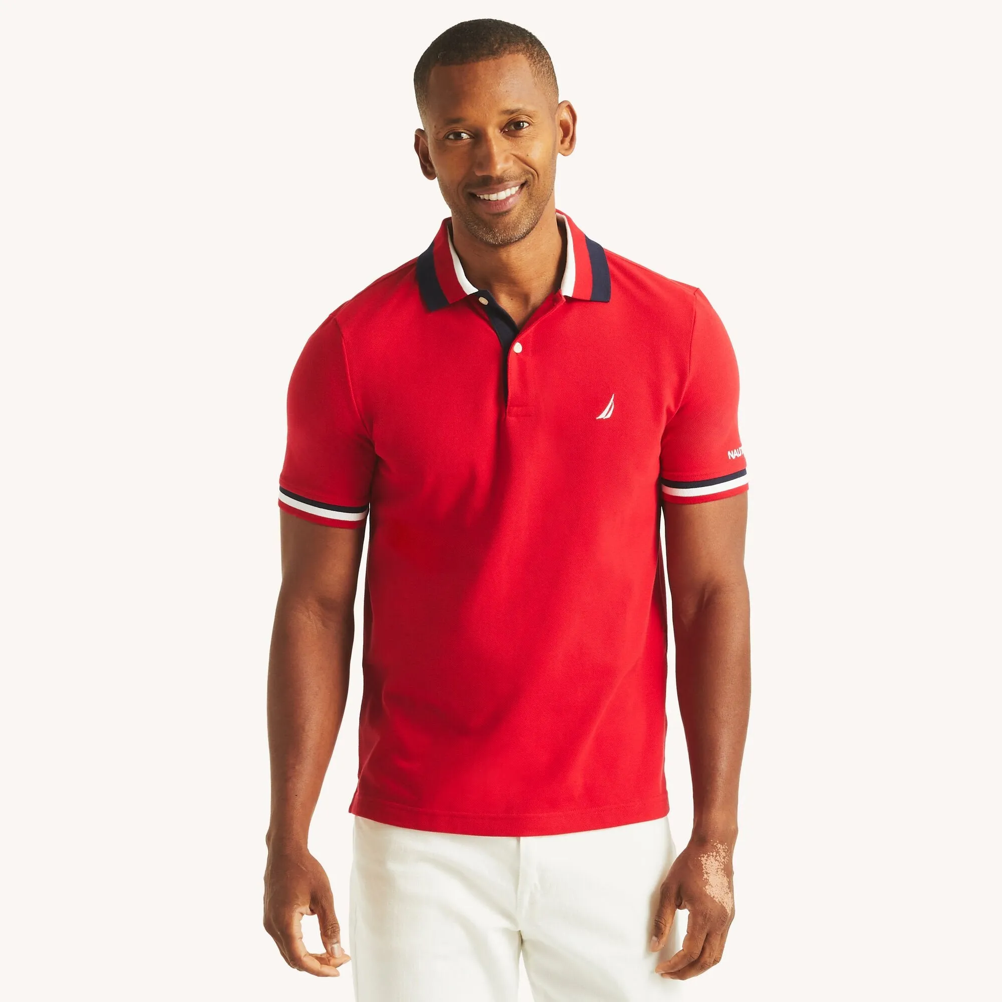 Nautica Mens Sustainably Crafted Classic Fit Deck Polo