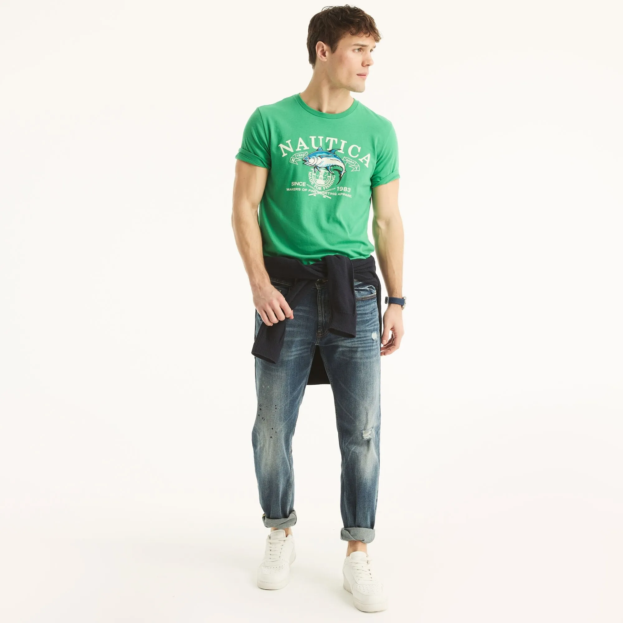 Nautica Mens Sustainably Crafted Made For Fishing Graphic T-Shirt