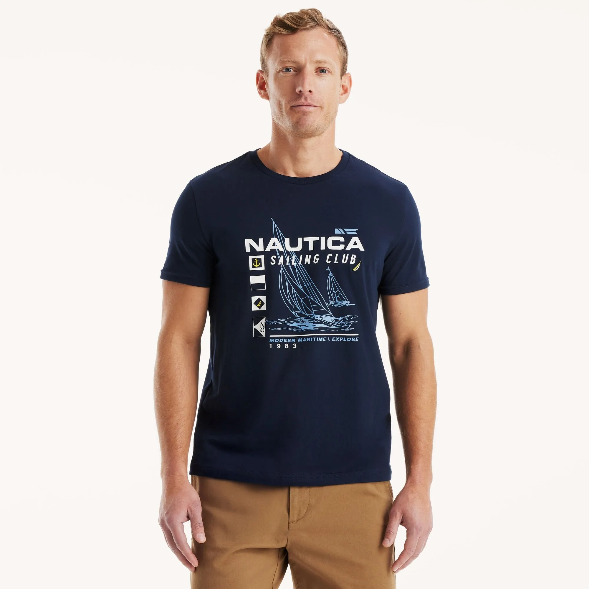 Nautica Mens Sustainably Crafted Nautica Sailing Club Graphic T-Shirt