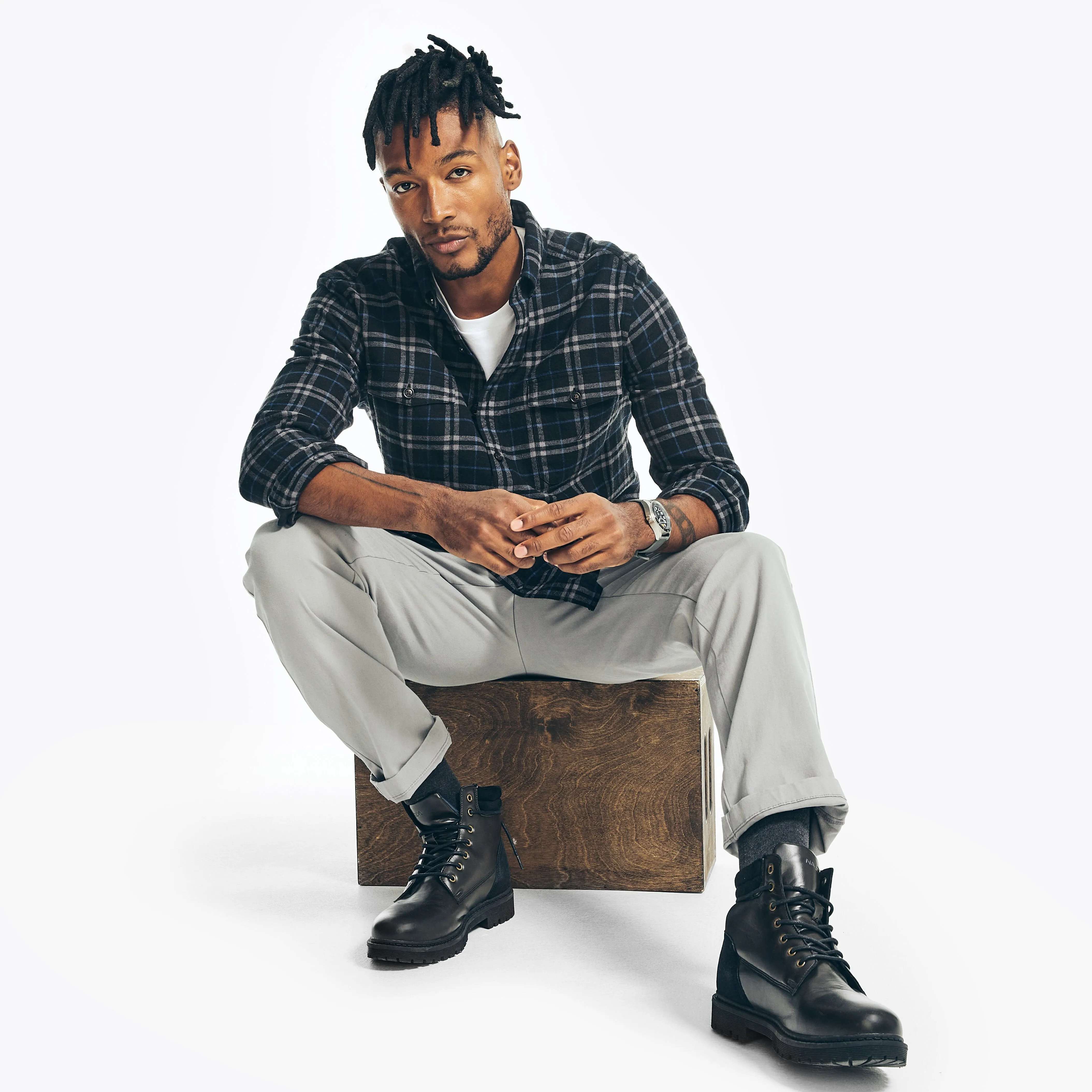Nautica Mens Sustainably Crafted Plaid Flannel Shirt