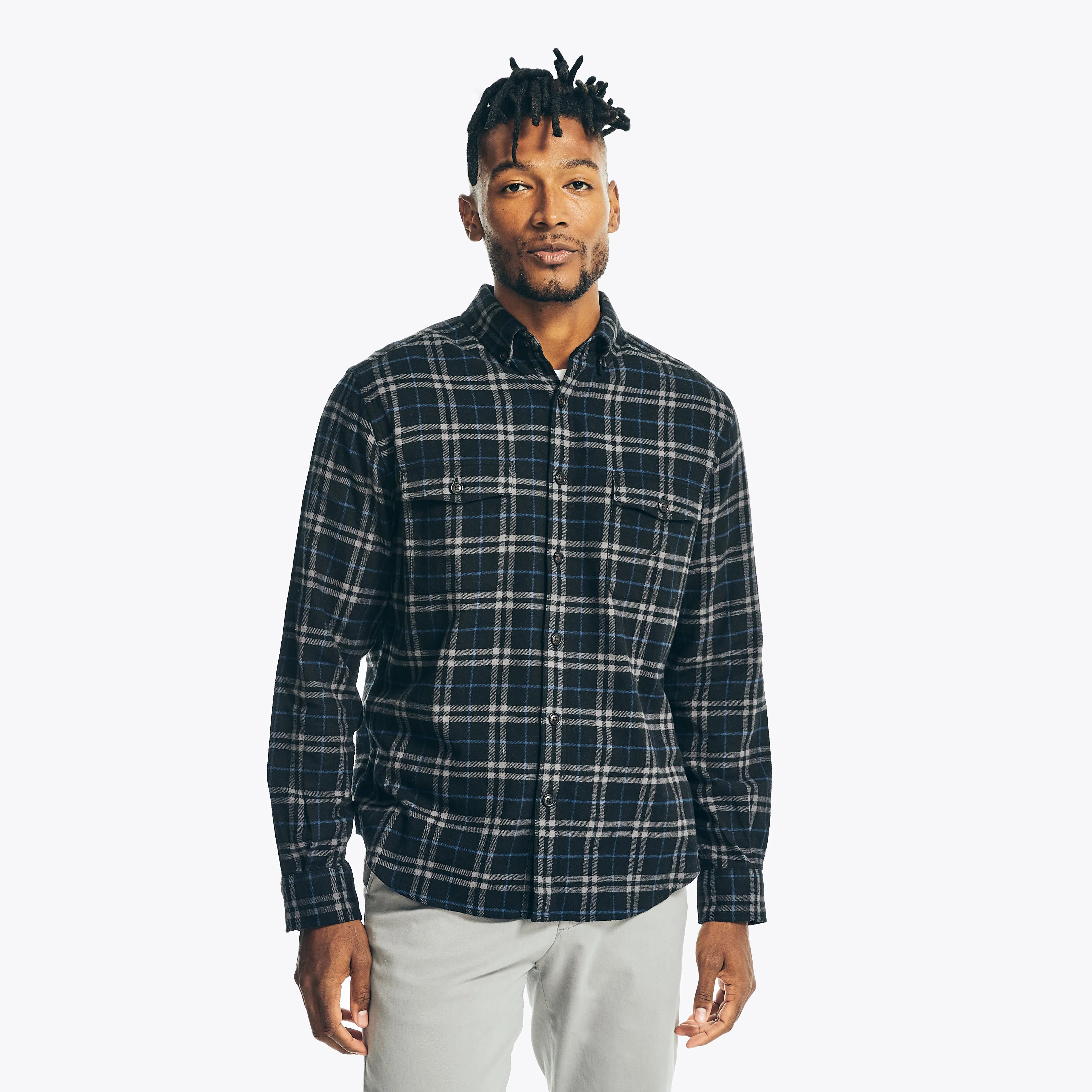 Nautica Mens Sustainably Crafted Plaid Flannel Shirt