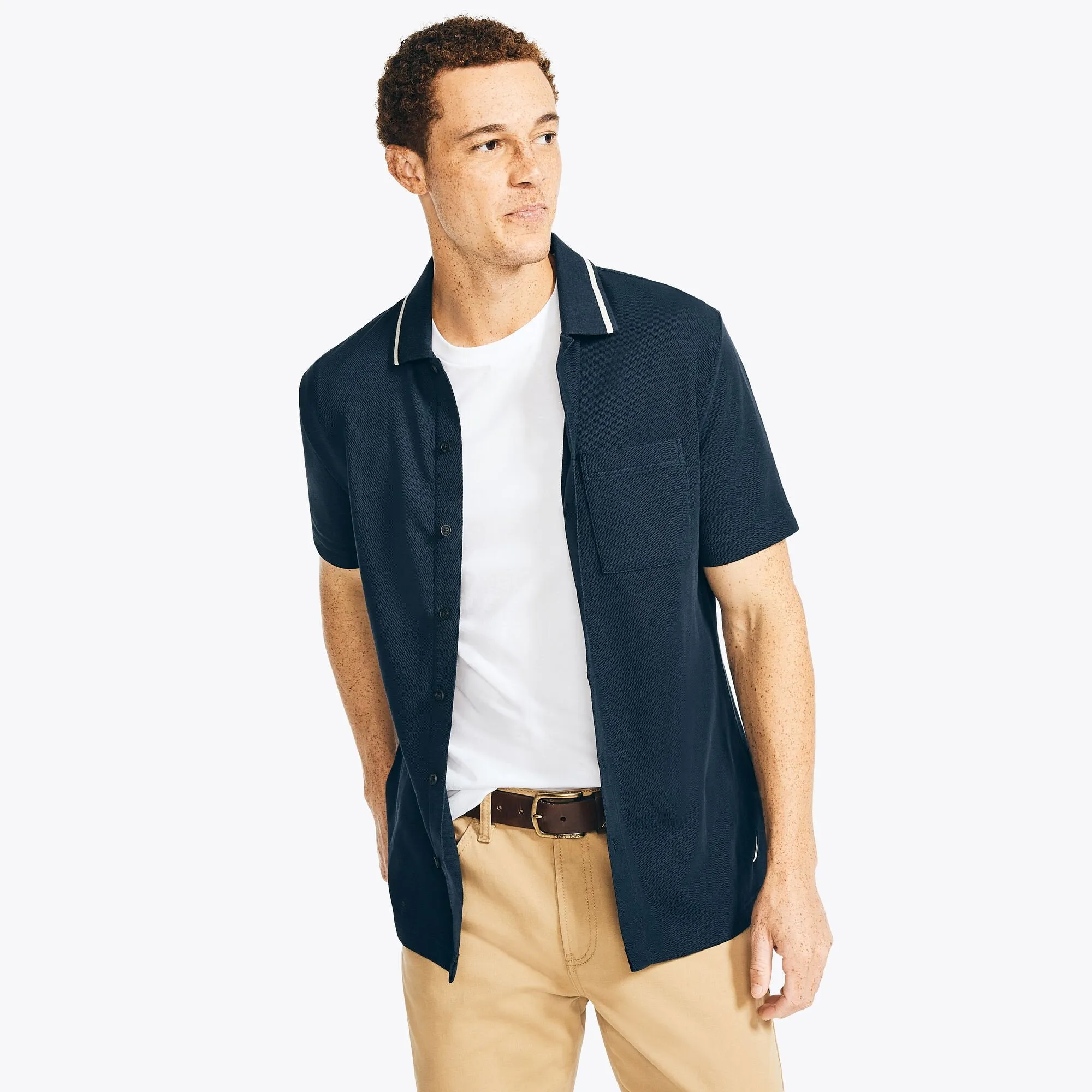 Nautica Mens Sustainably Crafted Pocket Shirt