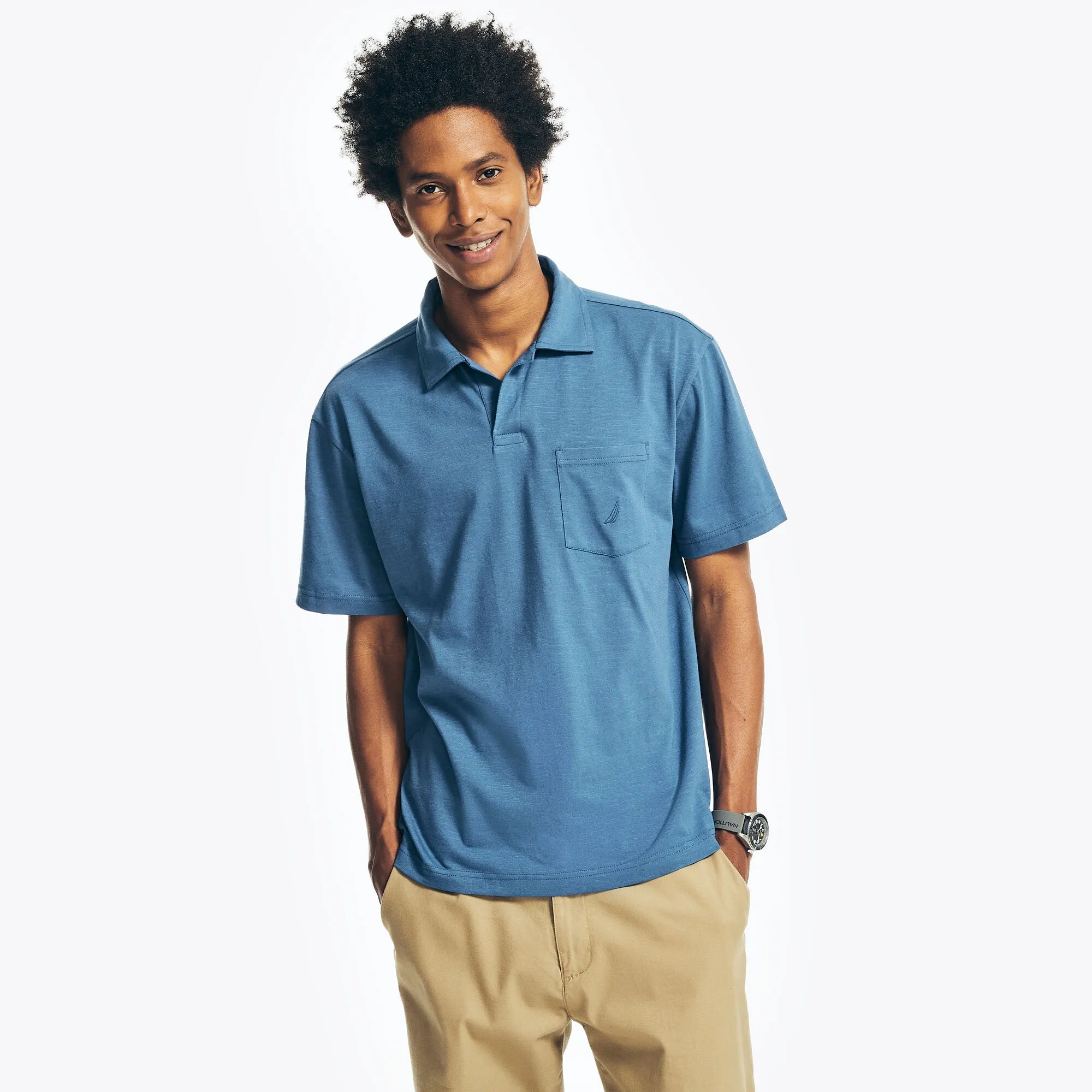 Nautica Mens Sustainably Crafted Relaxed Fit Polo