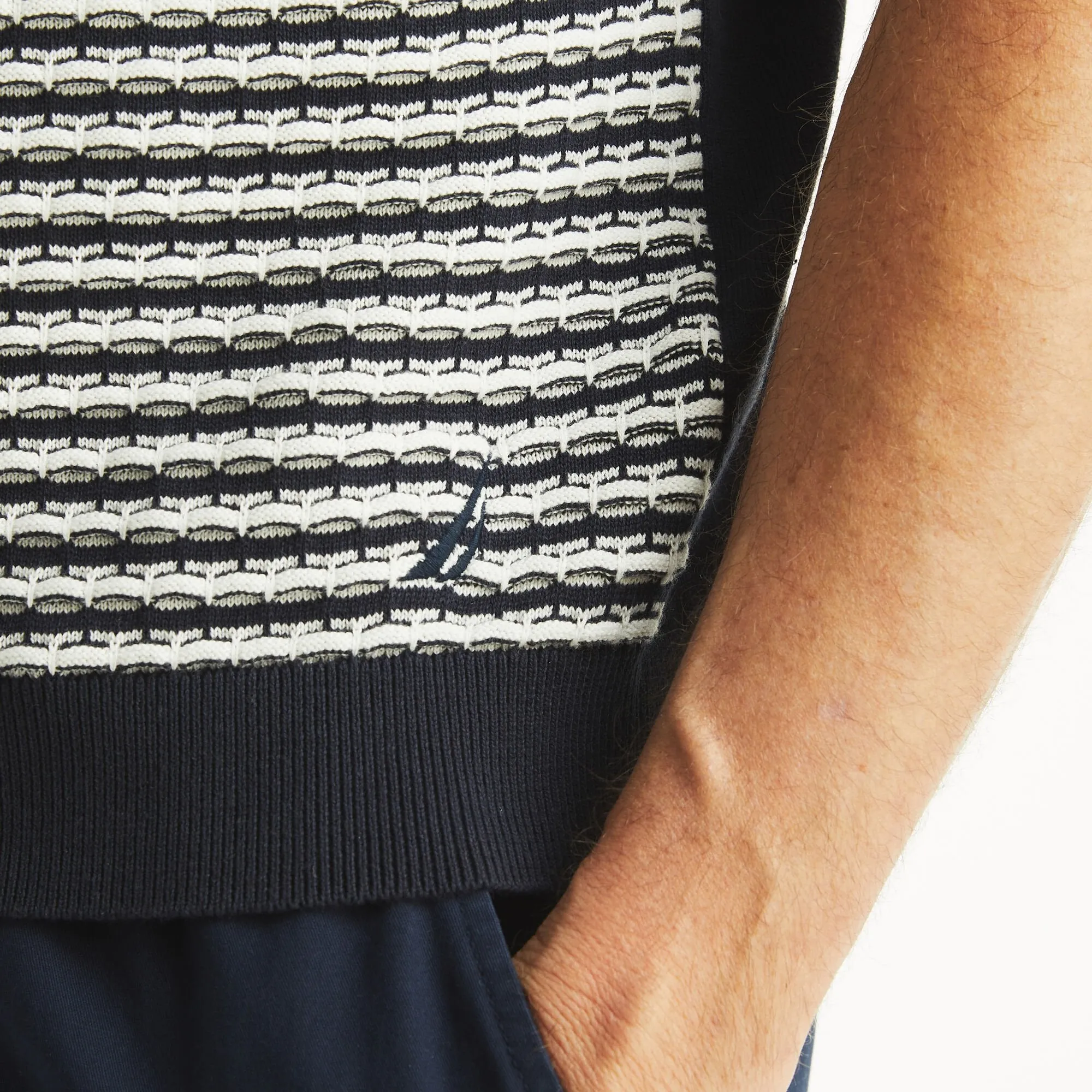 Nautica Mens Textured Sweater Polo