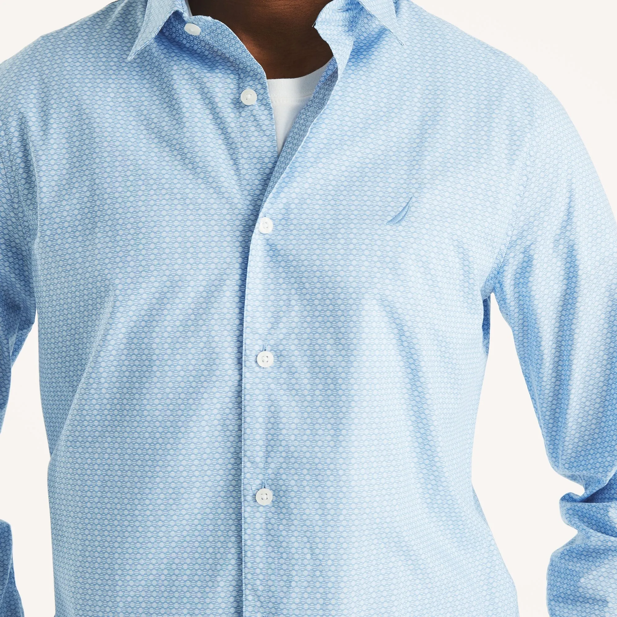 Nautica Mens Wrinkle-Resistant Printed Wear To Work Shirt