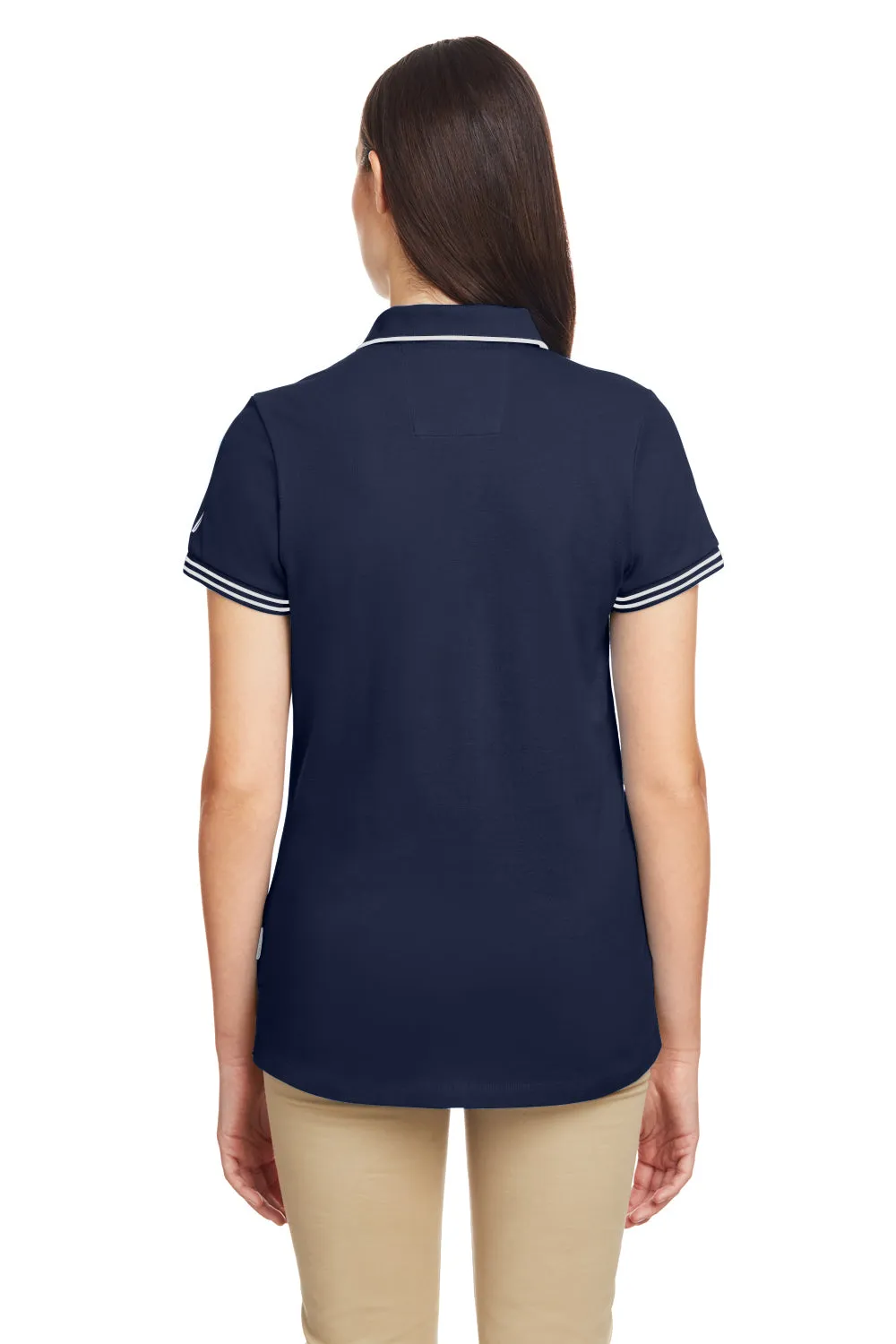 Nautica Womens Desk Short Sleeve Polo Shirt - Navy Blue/White