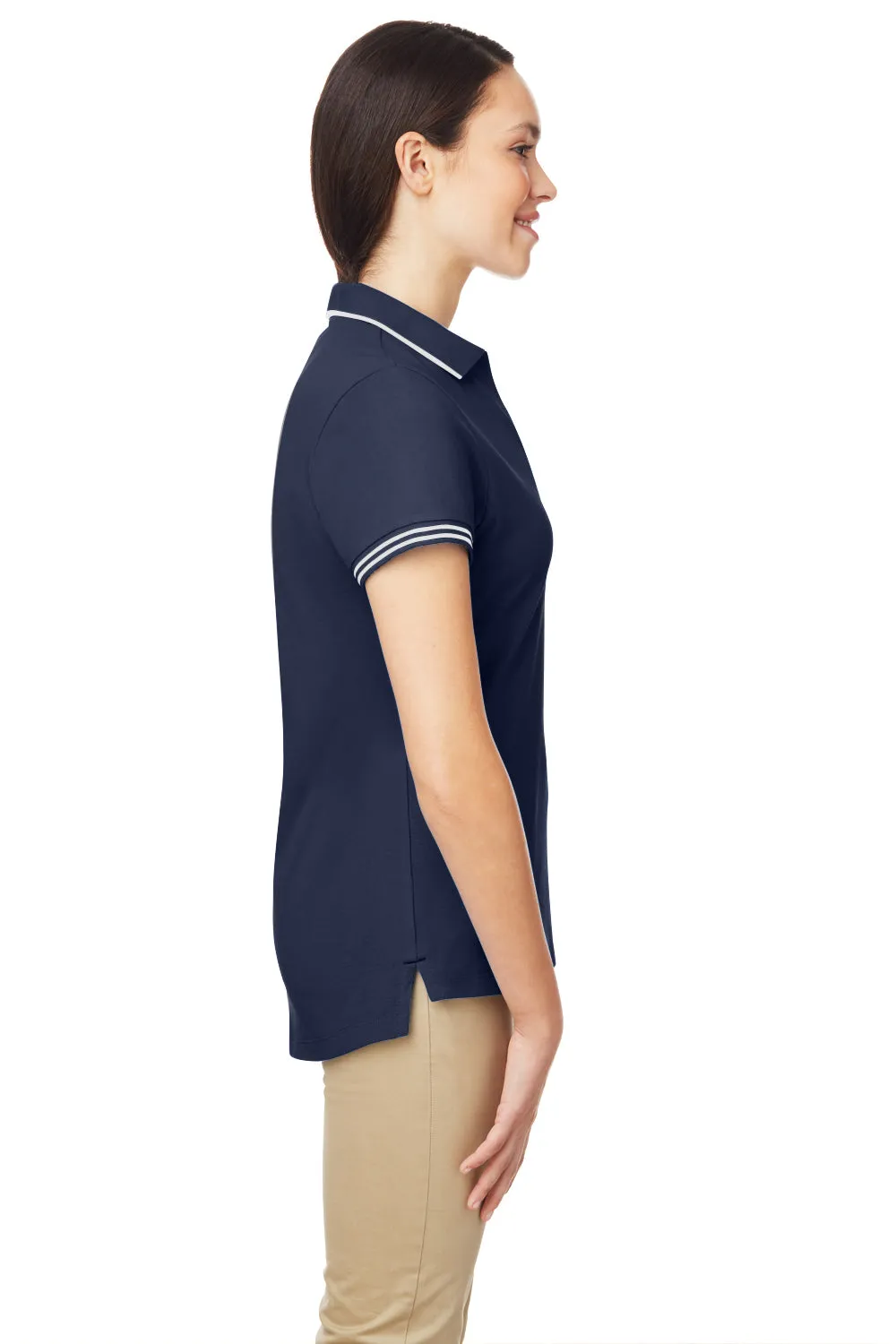 Nautica Womens Desk Short Sleeve Polo Shirt - Navy Blue/White