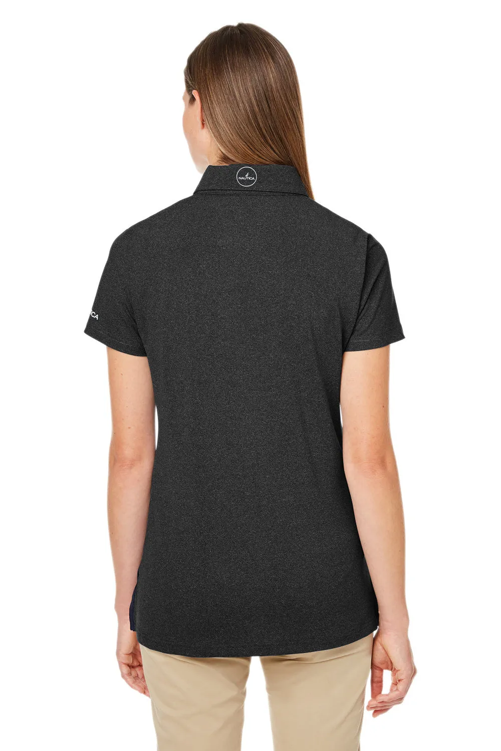 Nautica Womens Saltwater UPF 40  Short Sleeve Polo Shirt - Onyx Black