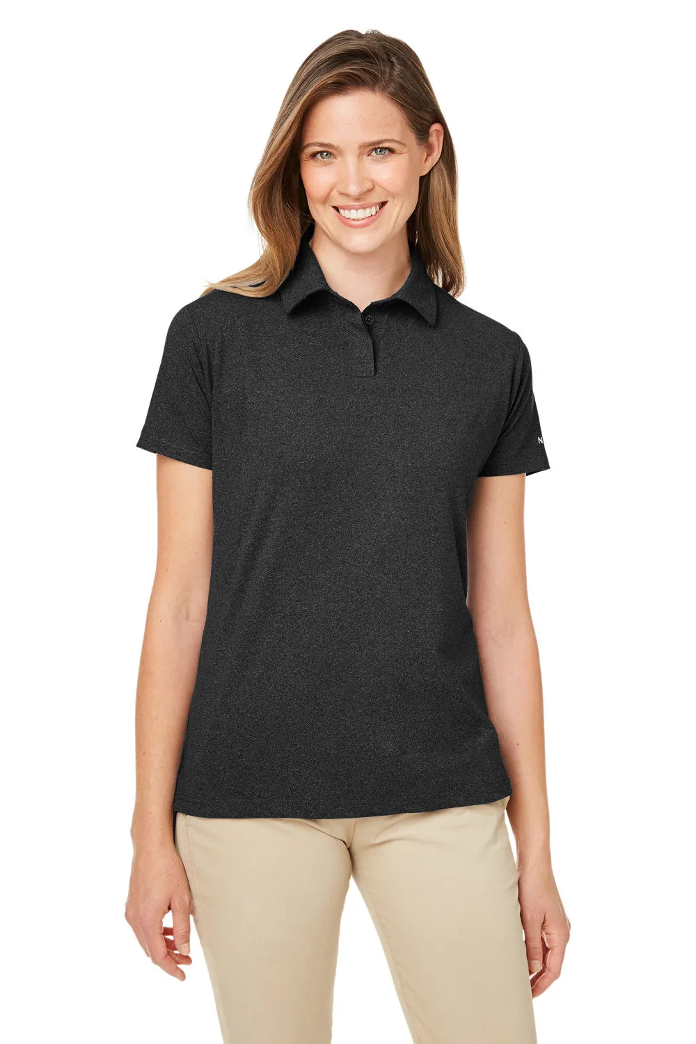 Nautica Womens Saltwater UPF 40  Short Sleeve Polo Shirt - Onyx Black