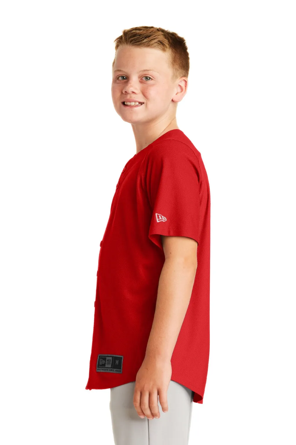 New Era Youth Diamond Era Moisture Wicking Short Sleeve Jersey - Scarlet Red