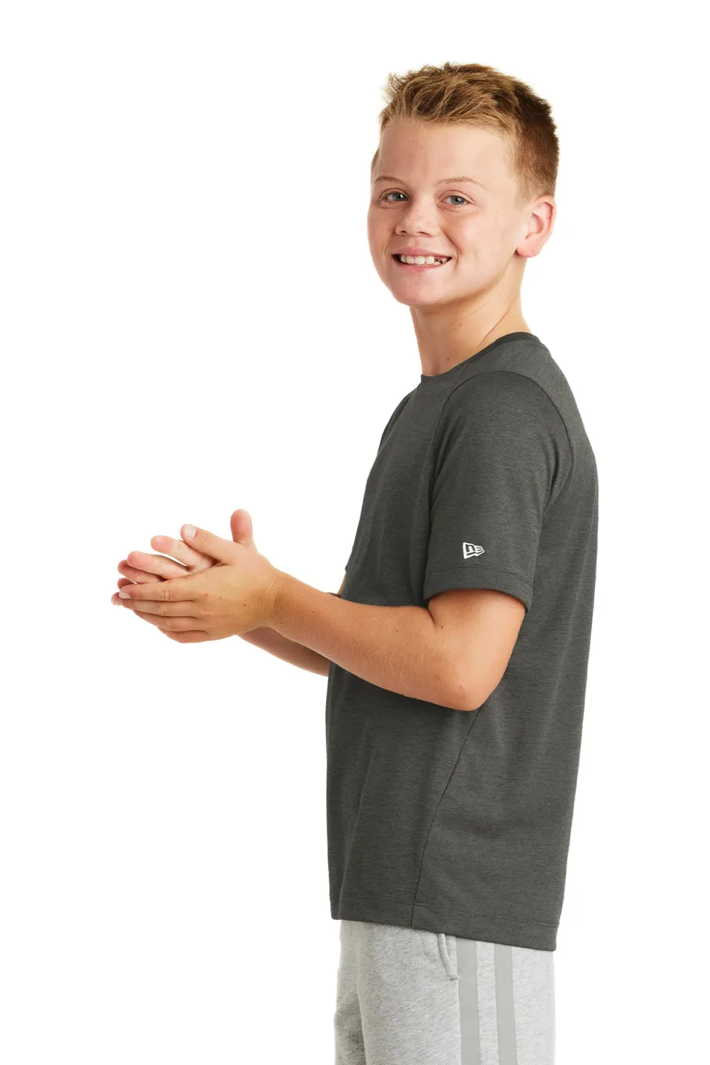 New Era Youth Series Performance Jersey Moisture Wicking Short Sleeve Crewneck T-Shirt - Graphite Grey
